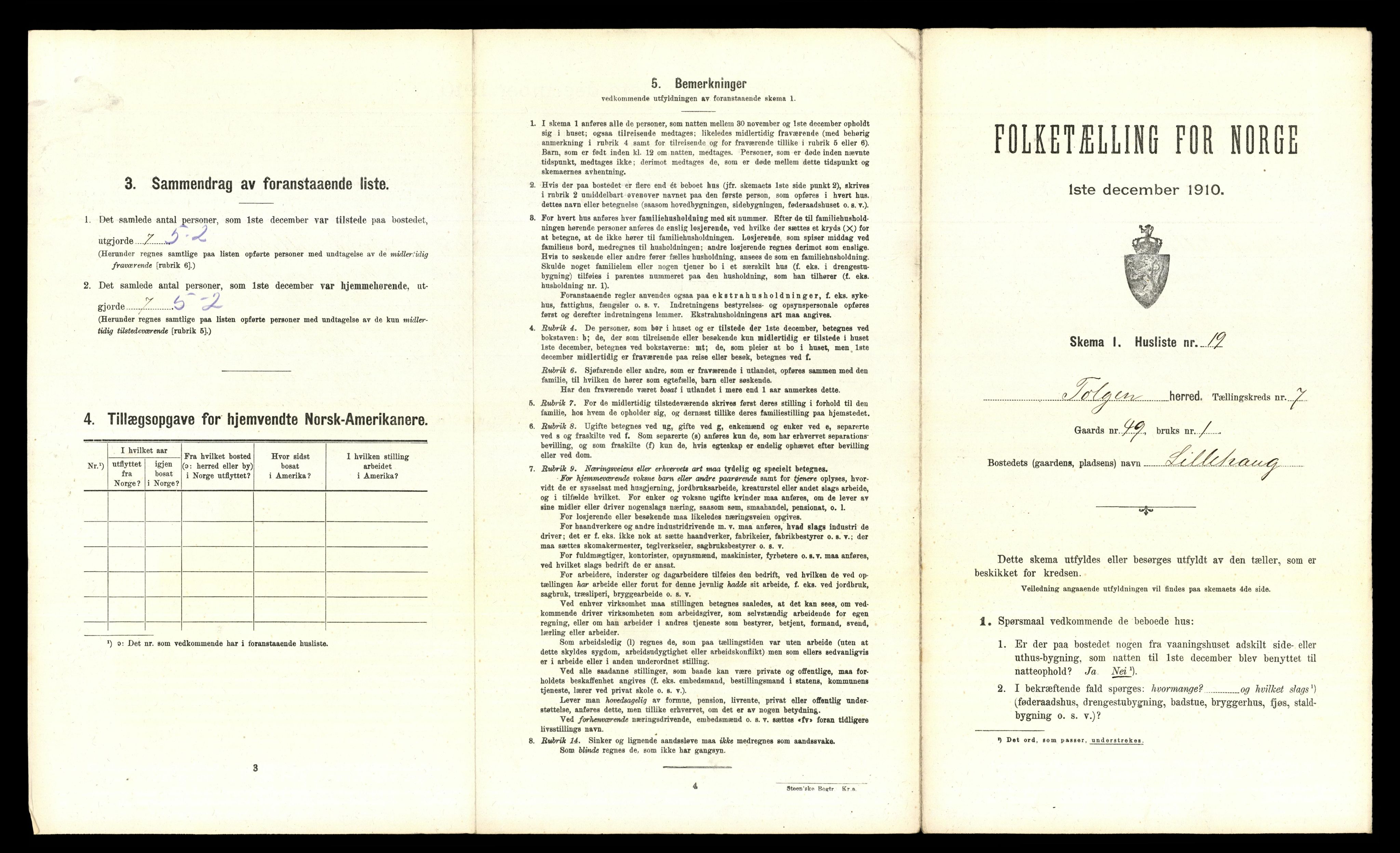 RA, 1910 census for Tolga, 1910, p. 528