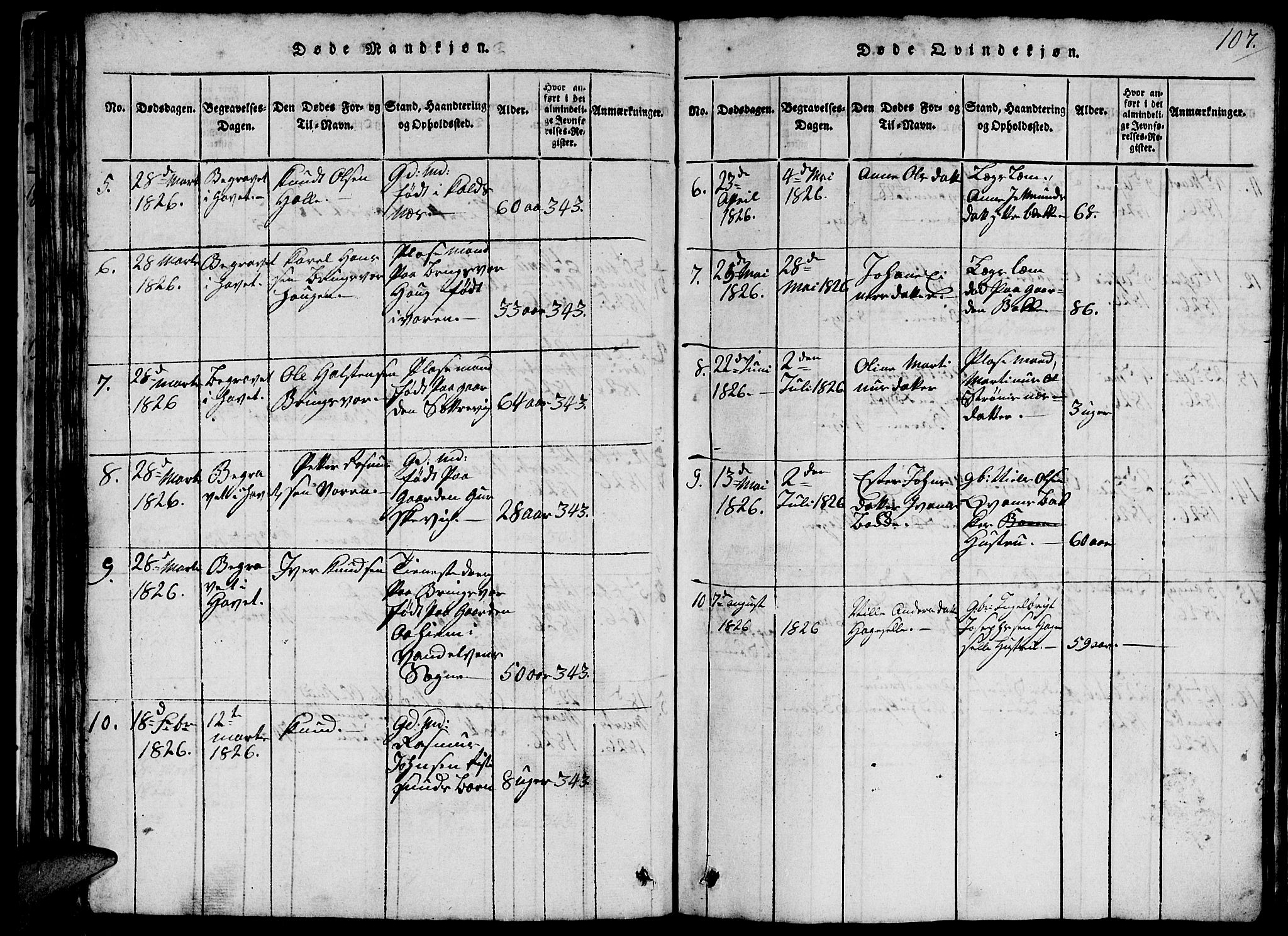Ministerialprotokoller, klokkerbøker og fødselsregistre - Møre og Romsdal, SAT/A-1454/503/L0046: Parish register (copy) no. 503C01, 1816-1842, p. 107