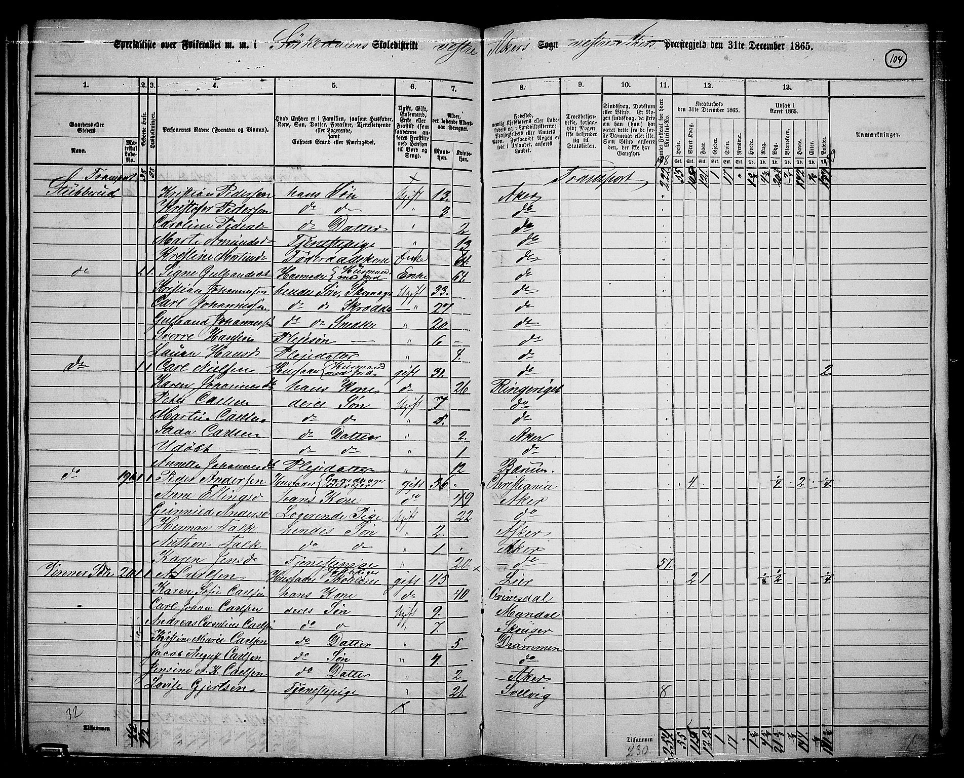 RA, 1865 census for Vestre Aker, 1865, p. 97