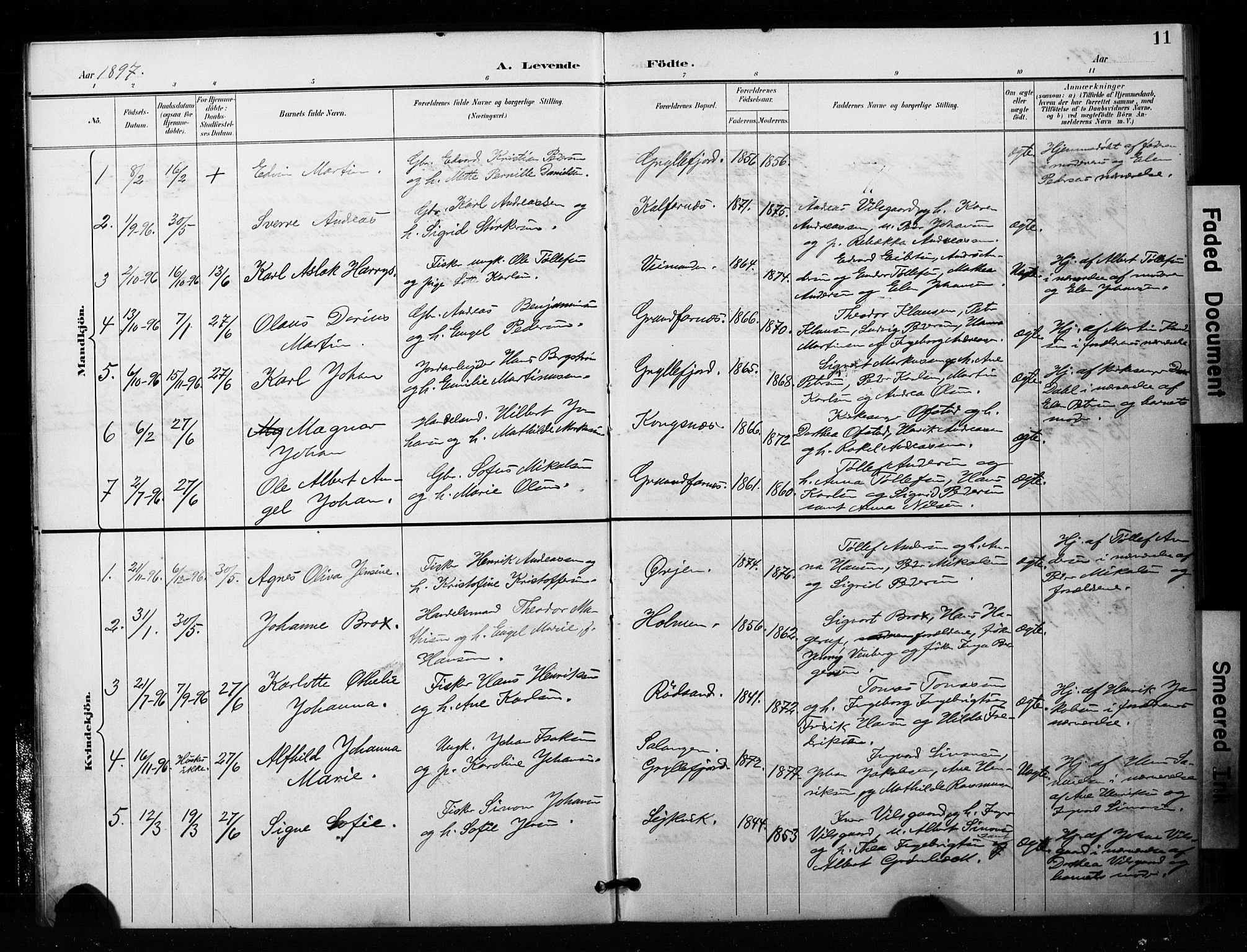 Berg sokneprestkontor, AV/SATØ-S-1318/G/Ga/Gaa/L0006kirke: Parish register (official) no. 6, 1894-1904, p. 11