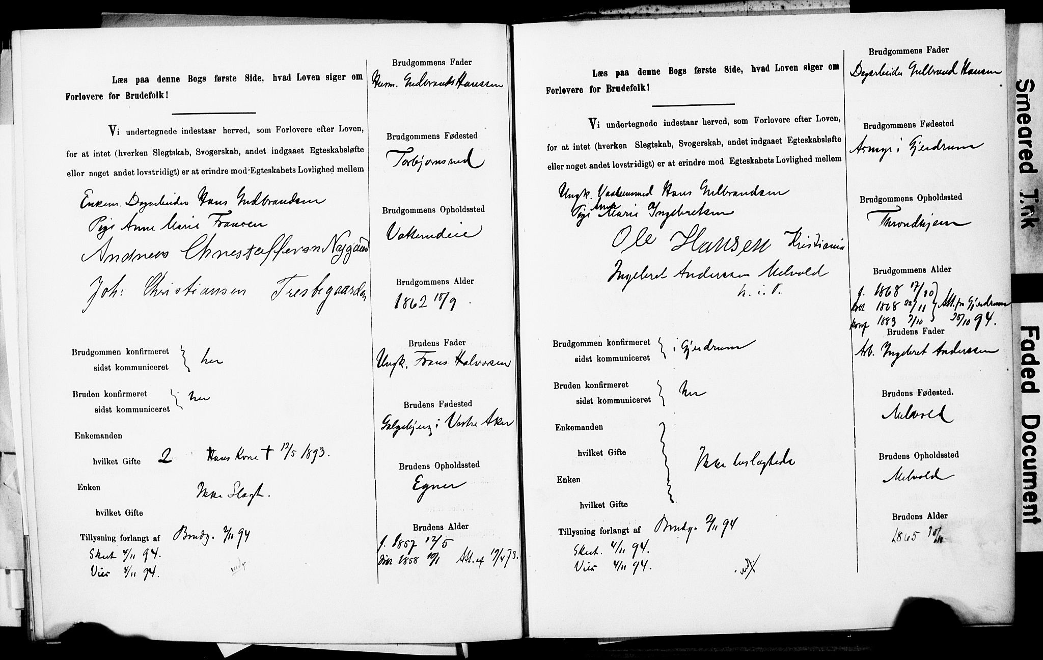 Sørum prestekontor Kirkebøker, AV/SAO-A-10303/H/Ha/L0001: Banns register no. 1, 1887-1890