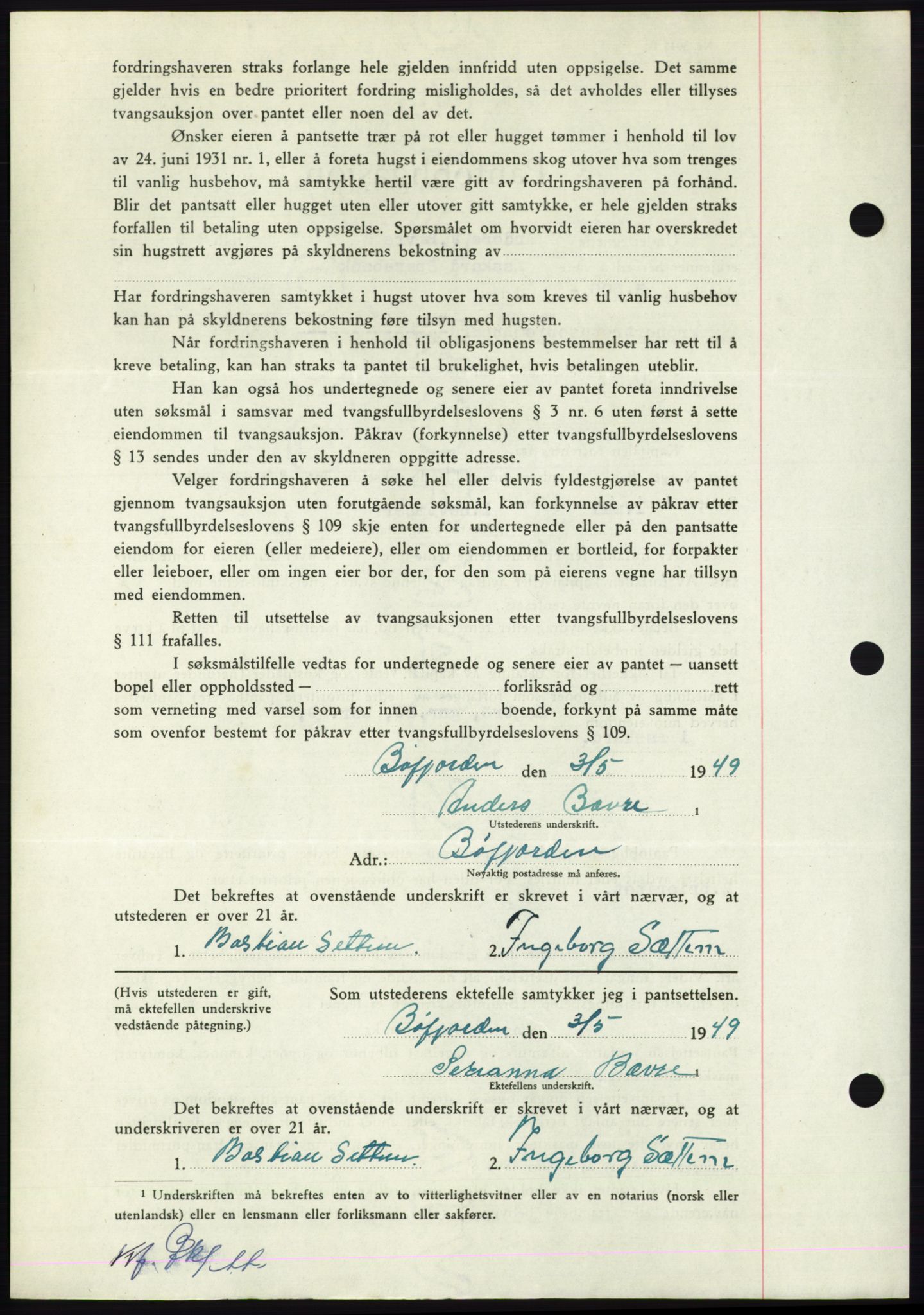 Nordmøre sorenskriveri, AV/SAT-A-4132/1/2/2Ca: Mortgage book no. B101, 1949-1949, Diary no: : 1134/1949