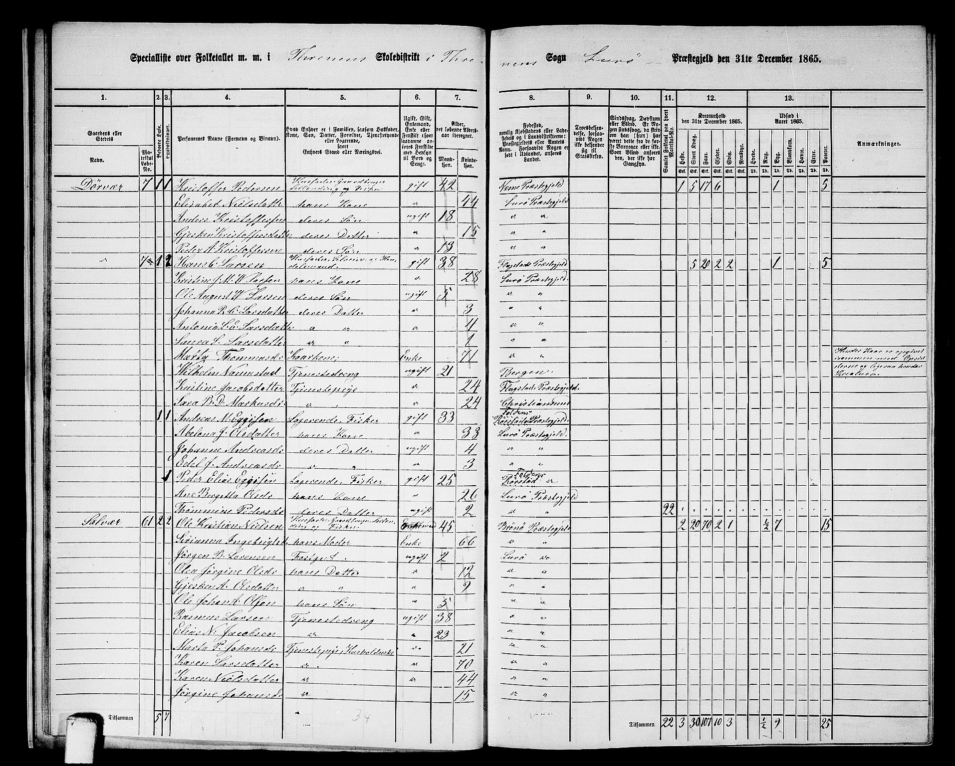 RA, 1865 census for Lurøy, 1865, p. 17