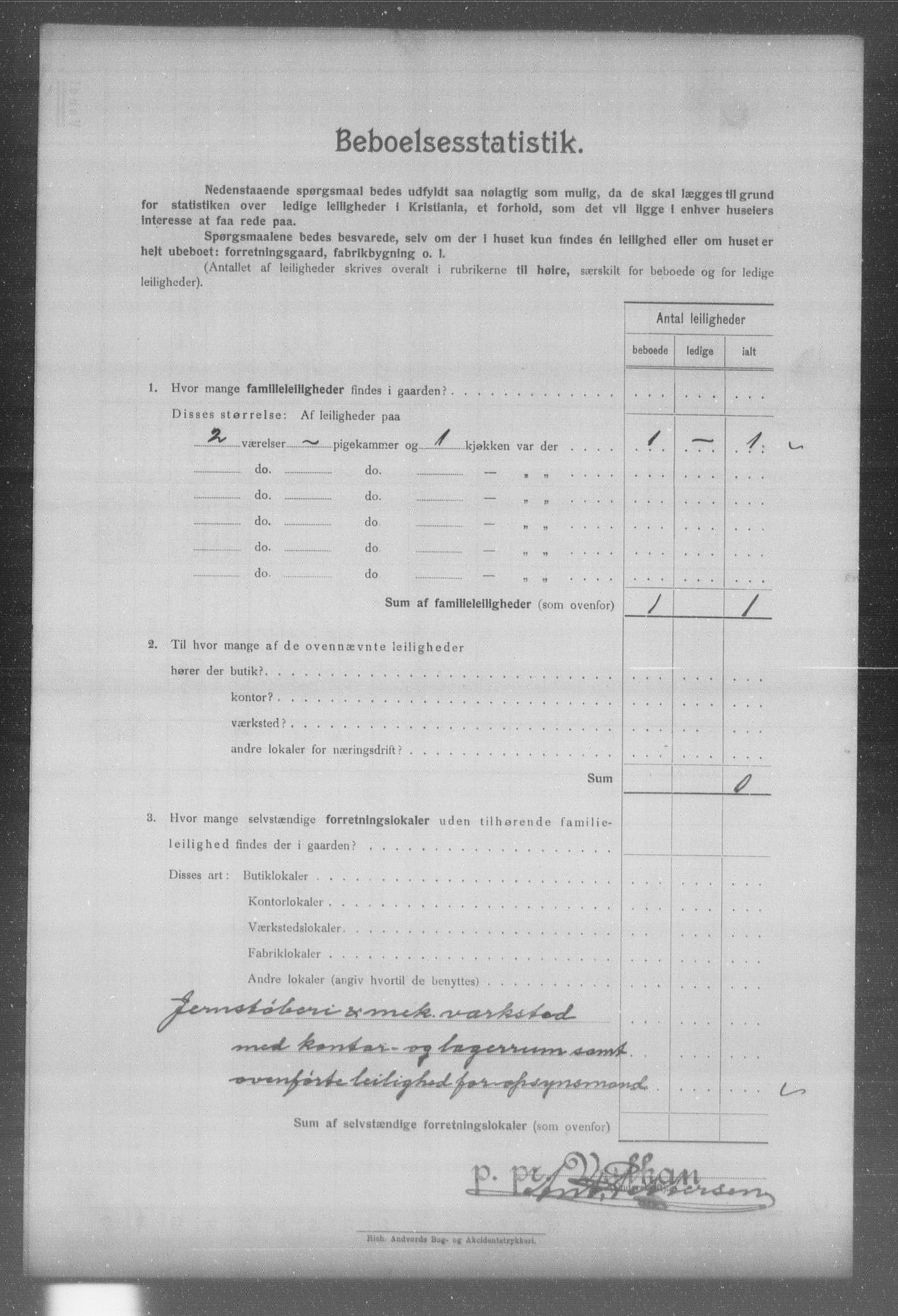 OBA, Municipal Census 1904 for Kristiania, 1904, p. 1835