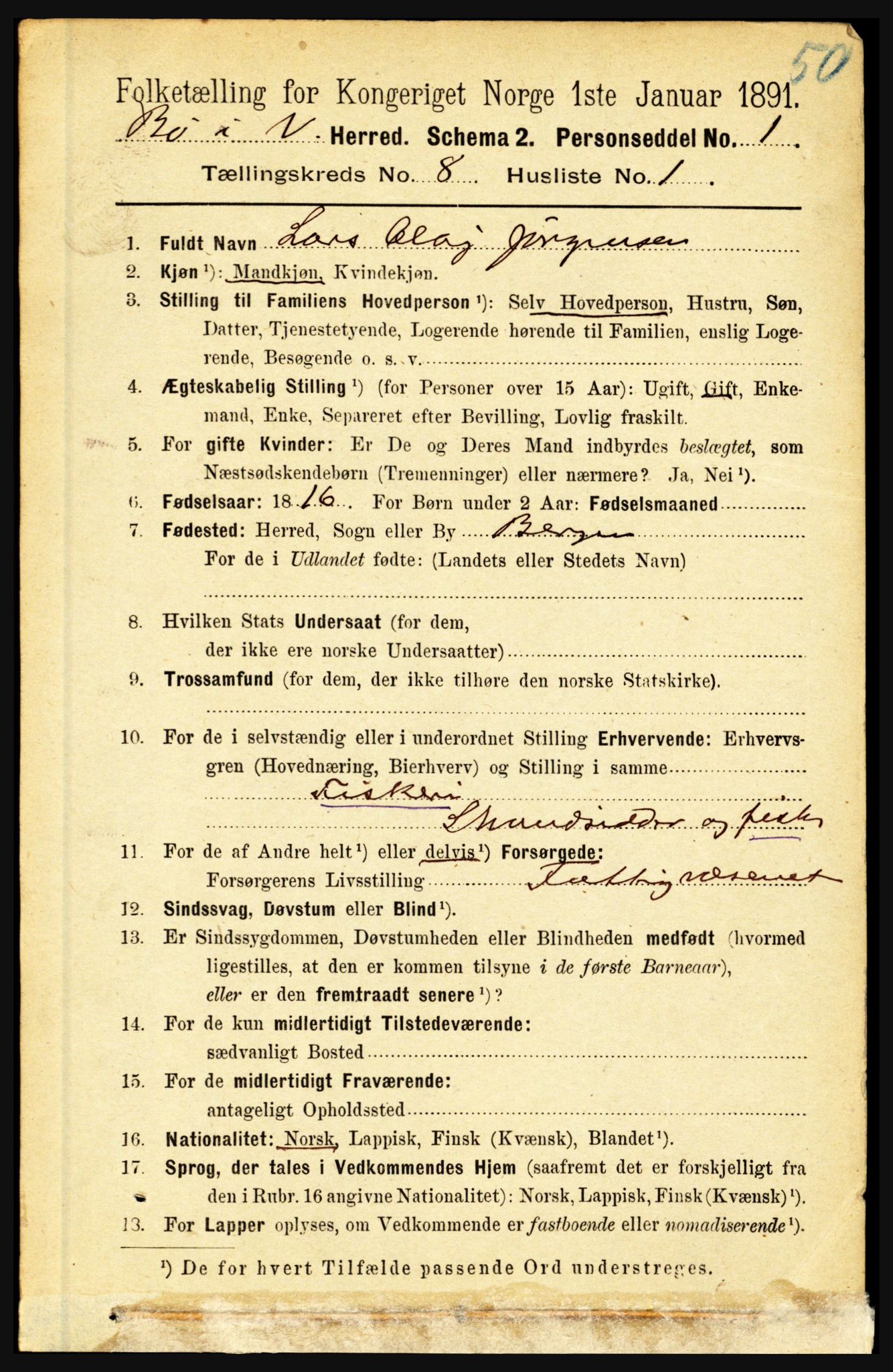 RA, 1891 census for 1867 Bø, 1891, p. 2983