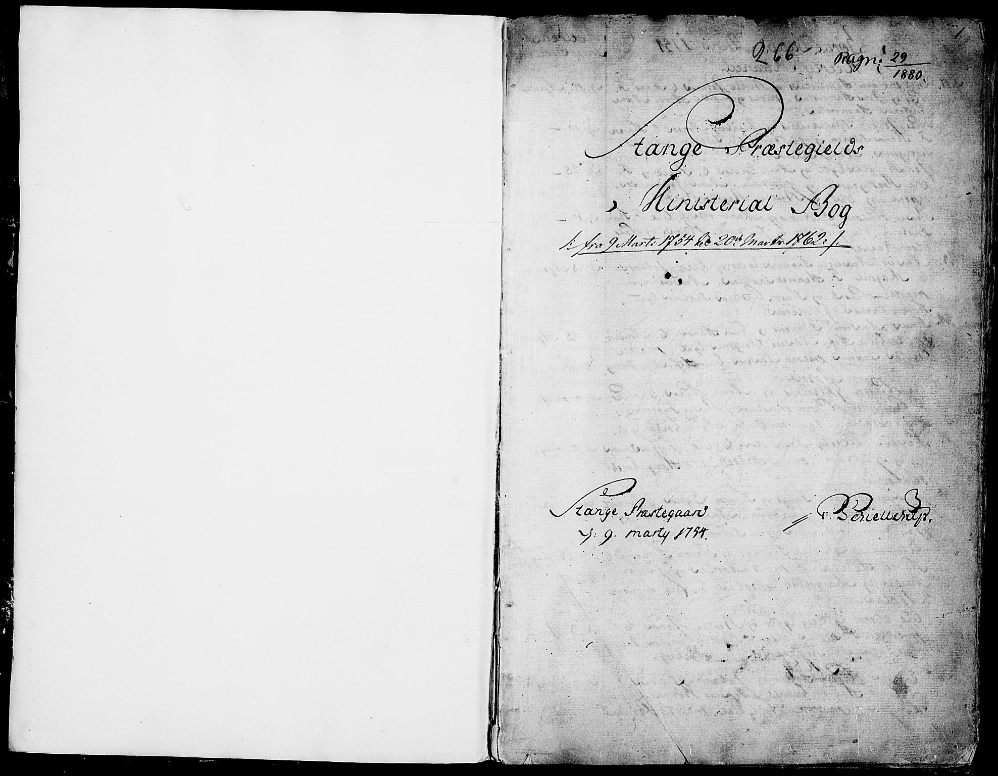 Stange prestekontor, SAH/PREST-002/K/L0005: Parish register (official) no. 5, 1754-1762, p. 0-1