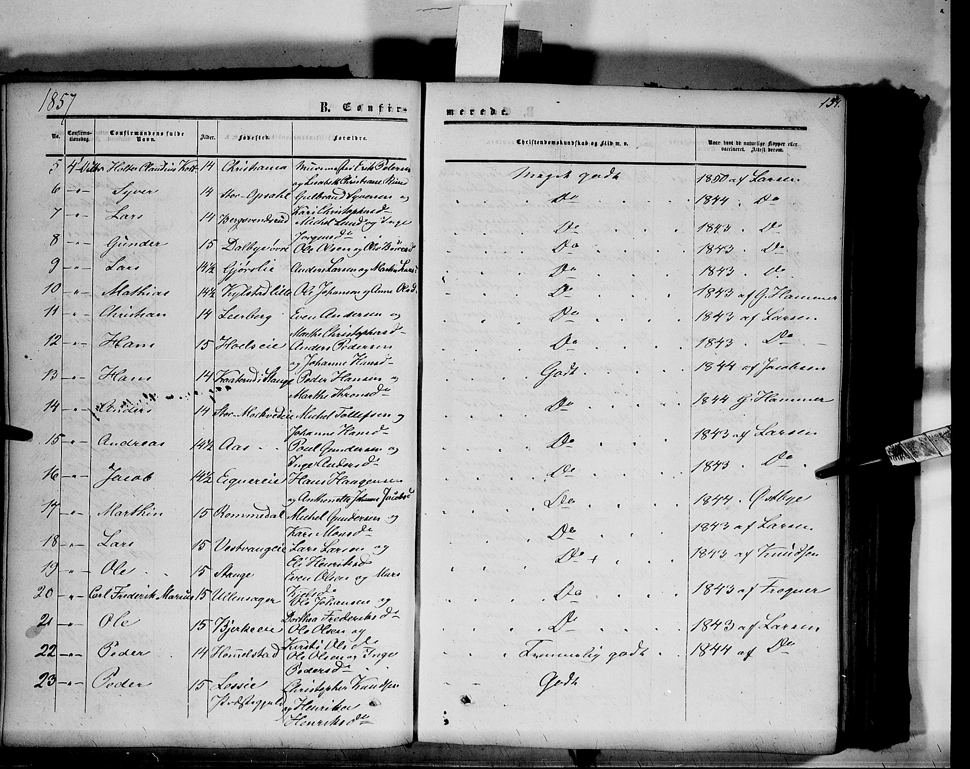 Vang prestekontor, Hedmark, AV/SAH-PREST-008/H/Ha/Haa/L0012: Parish register (official) no. 12, 1855-1870, p. 154