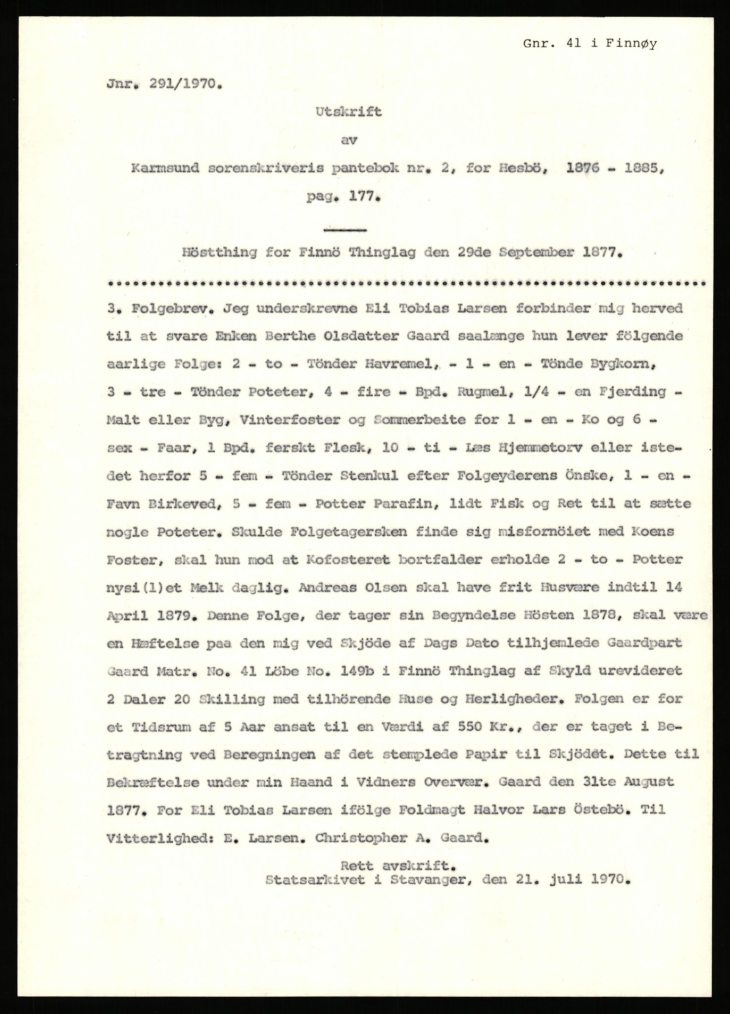 Statsarkivet i Stavanger, AV/SAST-A-101971/03/Y/Yj/L0024: Avskrifter sortert etter gårdsnavn: Fæøen - Garborg, 1750-1930, p. 615