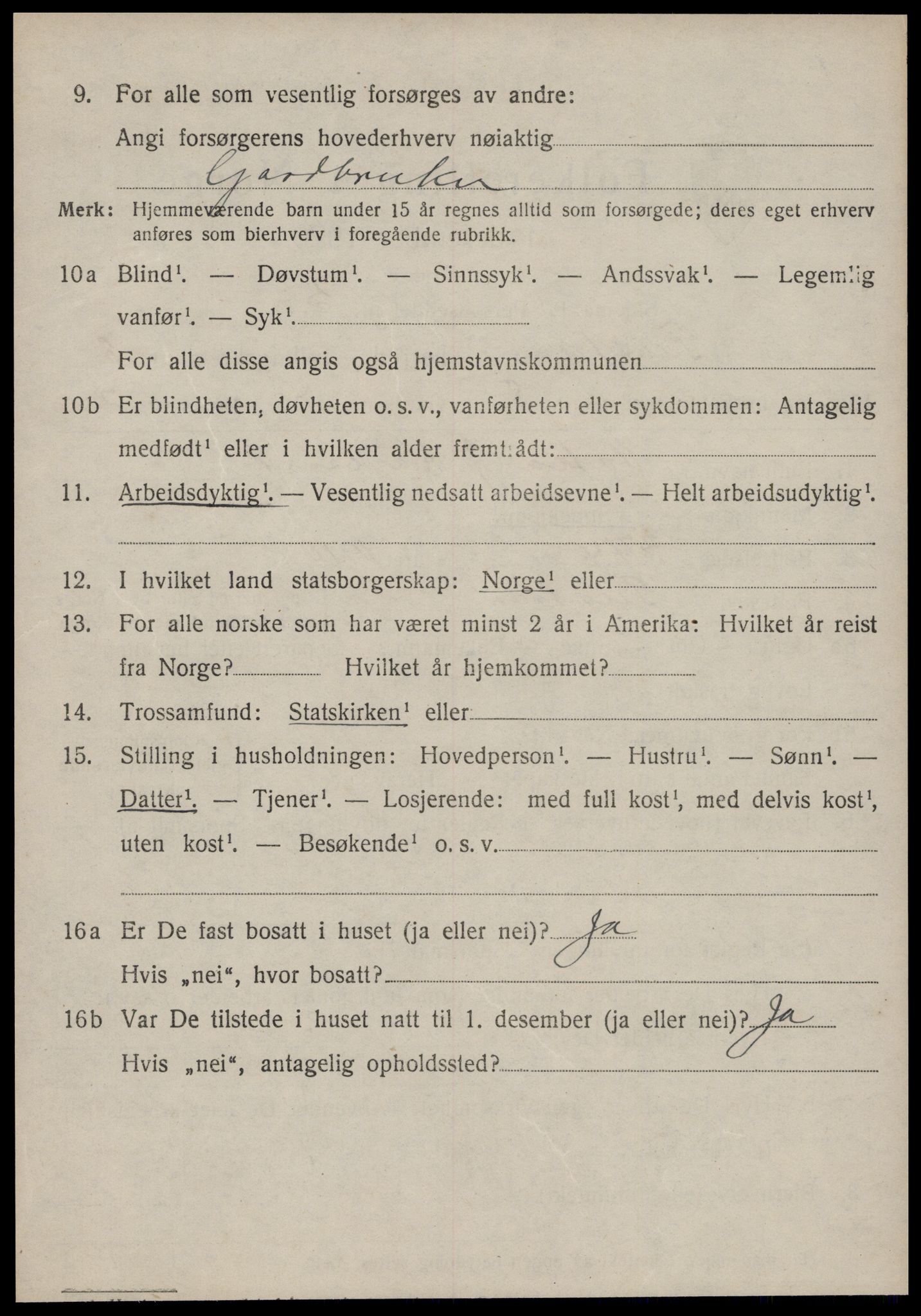 SAT, 1920 census for Tustna, 1920, p. 3698