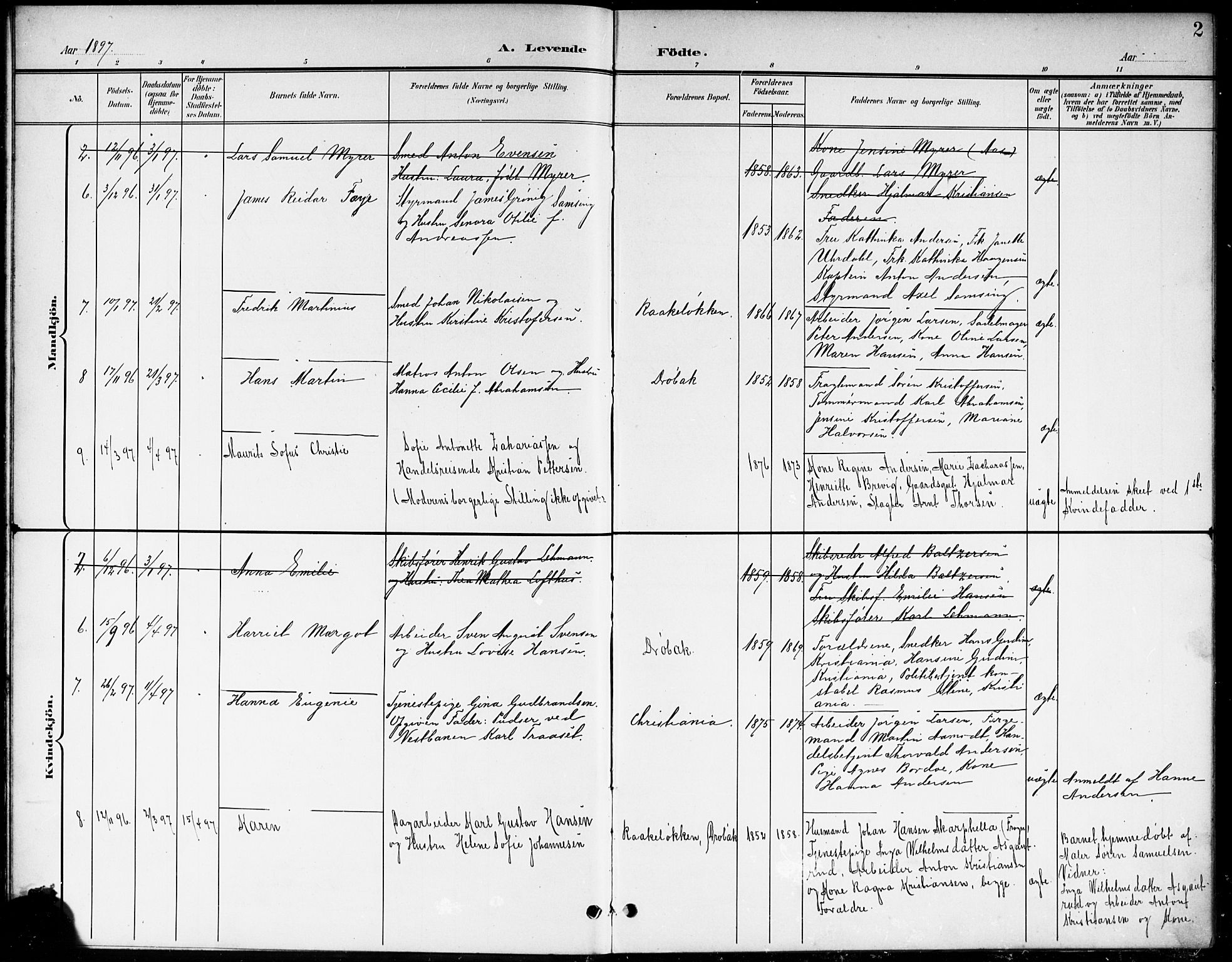 Drøbak prestekontor Kirkebøker, AV/SAO-A-10142a/G/Ga/L0001: Parish register (copy) no. I 1, 1897-1917, p. 2