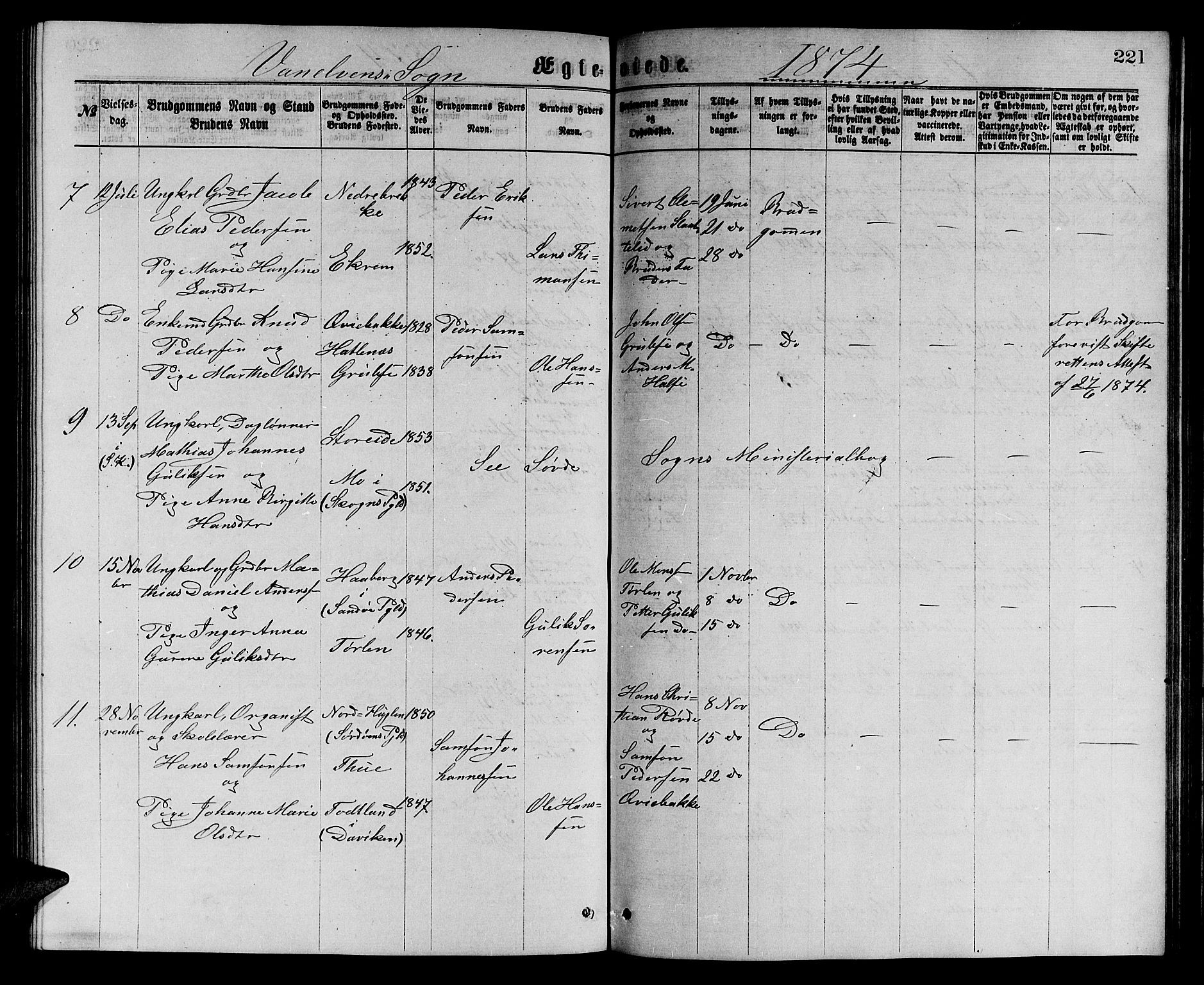 Ministerialprotokoller, klokkerbøker og fødselsregistre - Møre og Romsdal, SAT/A-1454/501/L0016: Parish register (copy) no. 501C02, 1868-1884, p. 221