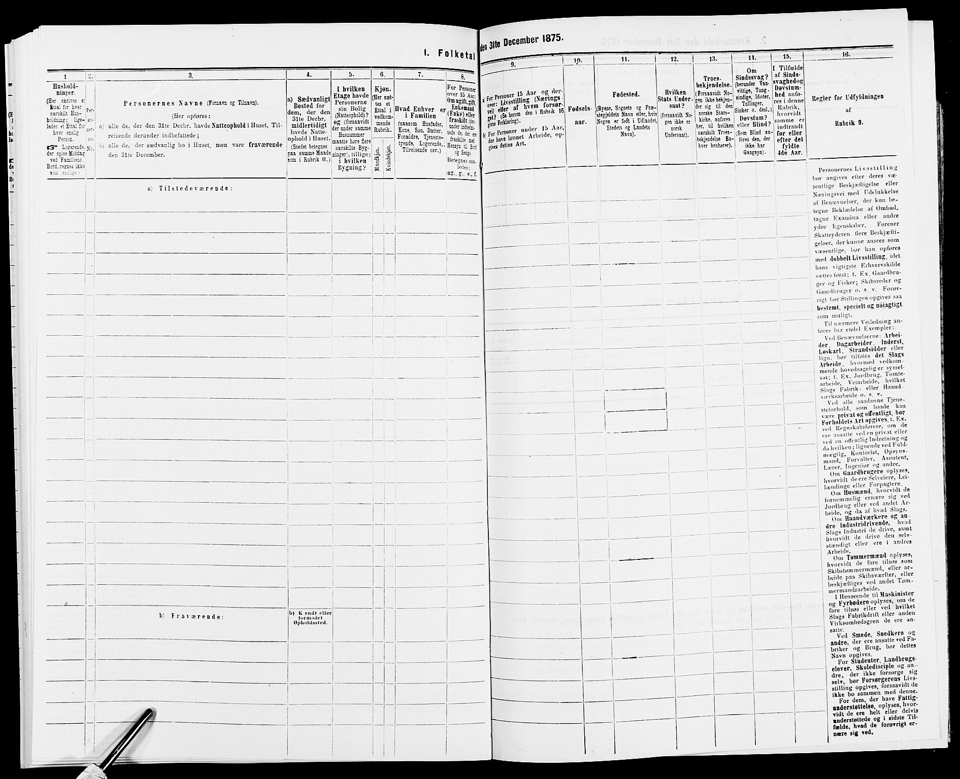 SAK, 1875 census for 0903P Arendal, 1875, p. 188