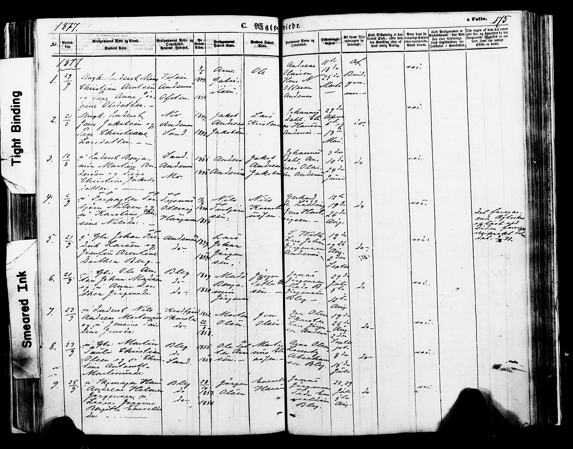 Ministerialprotokoller, klokkerbøker og fødselsregistre - Nordland, AV/SAT-A-1459/897/L1398: Parish register (official) no. 897A05 /2, 1867-1880, p. 175