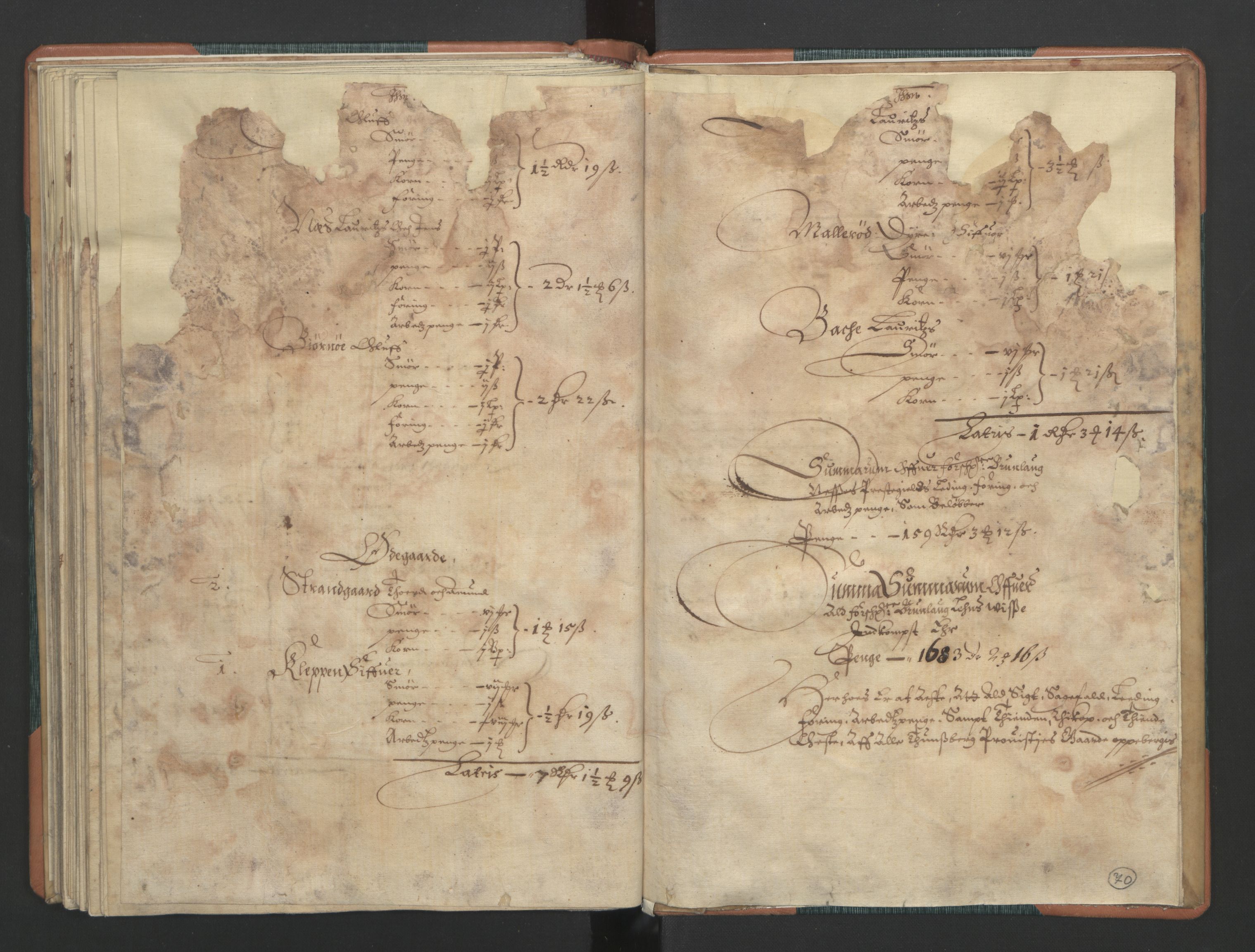 Rentekammeret inntil 1814, Realistisk ordnet avdeling, AV/RA-EA-4070/L/L0015/0002: Tønsberg lagdømme. Brunla len: / Brunla len. Kronens jordebok, 1661, p. 69b-70a