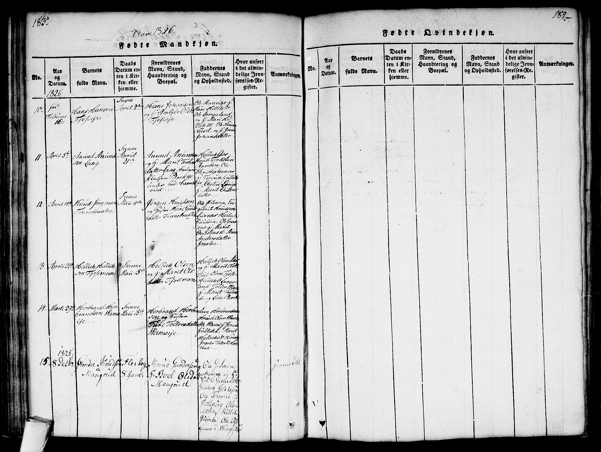 Flesberg kirkebøker, AV/SAKO-A-18/G/Ga/L0001: Parish register (copy) no. I 1, 1816-1834, p. 183-184