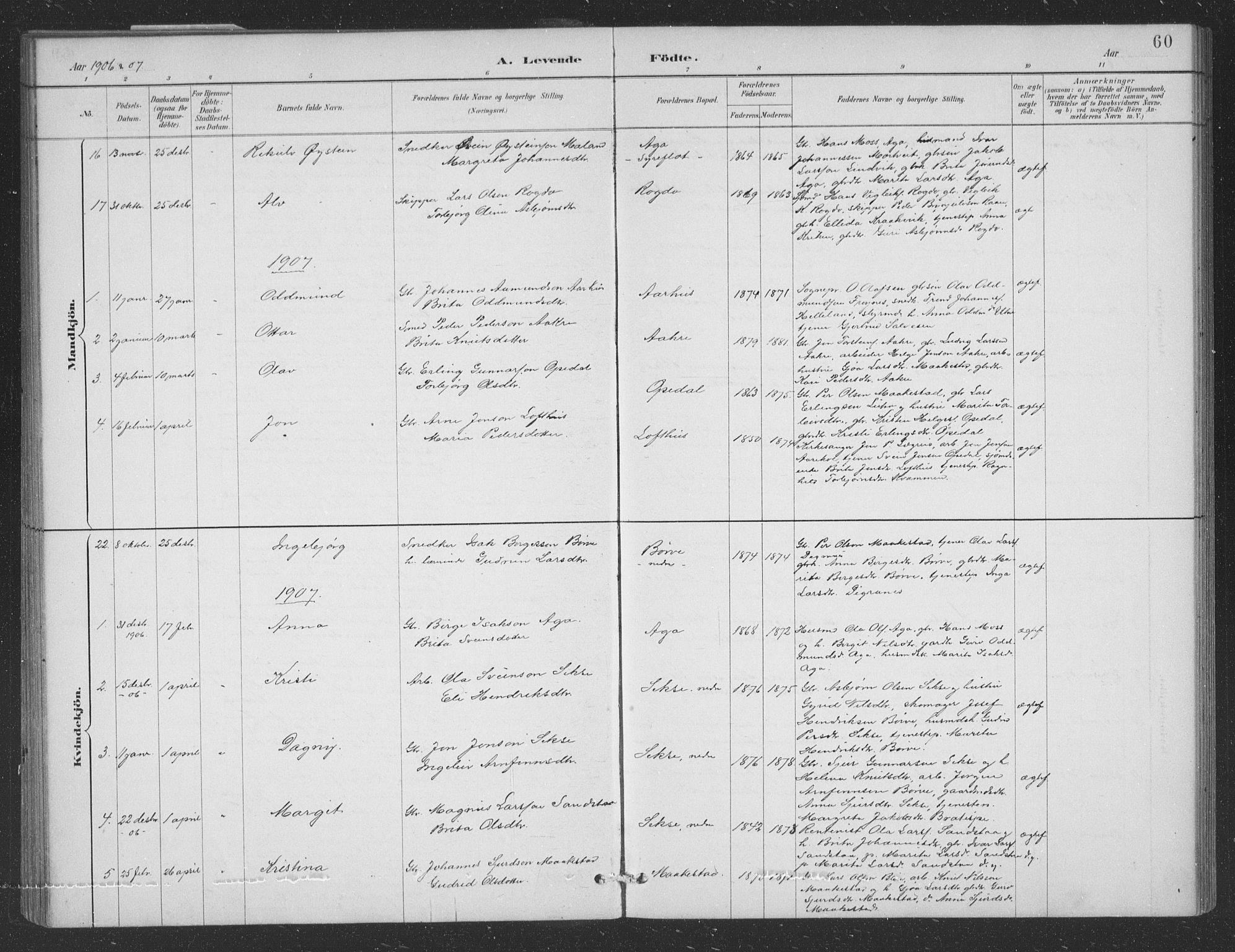 Ullensvang sokneprestembete, SAB/A-78701/H/Hab: Parish register (copy) no. B 11, 1887-1939, p. 60