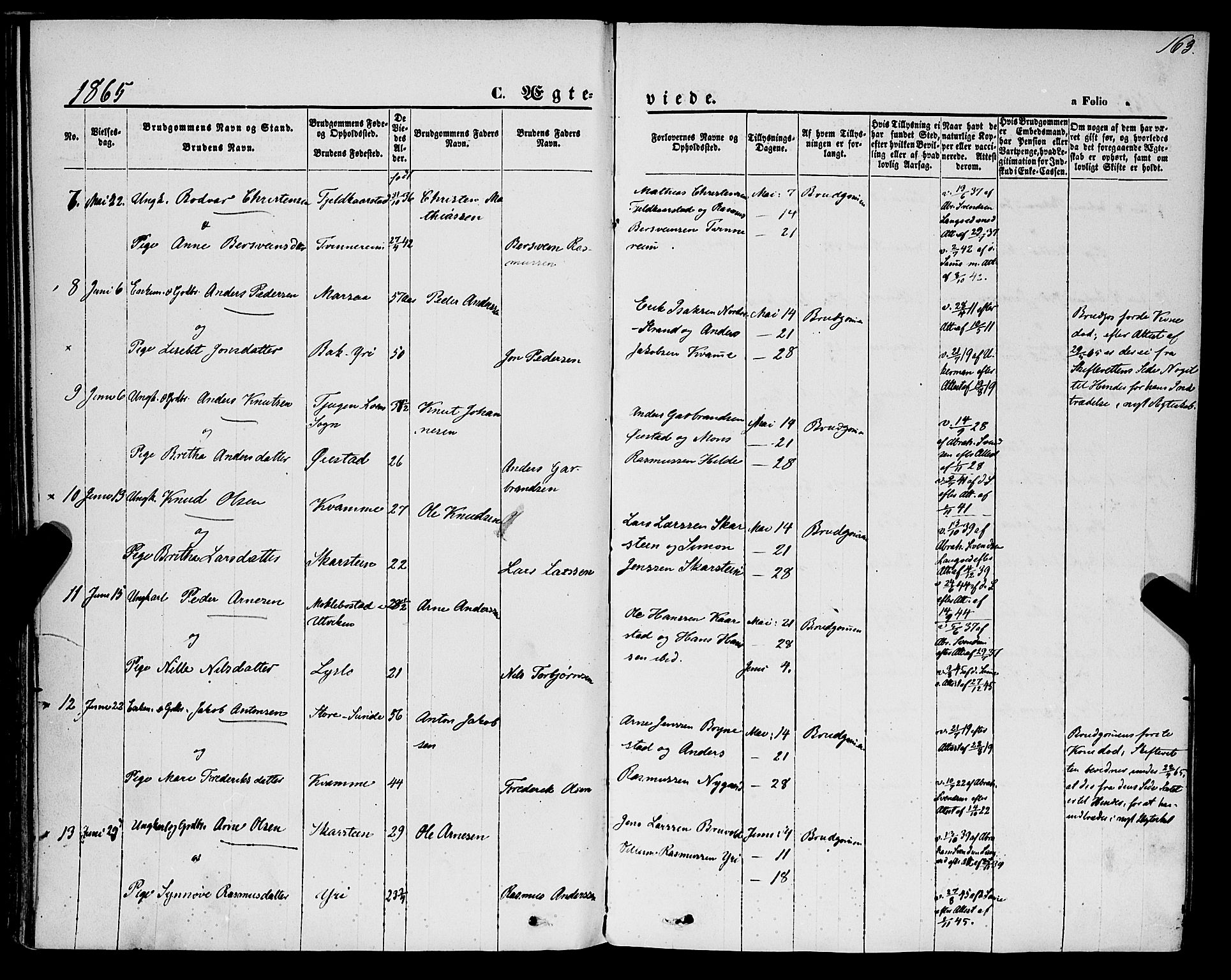 Innvik sokneprestembete, SAB/A-80501: Parish register (official) no. A 6, 1865-1878, p. 163