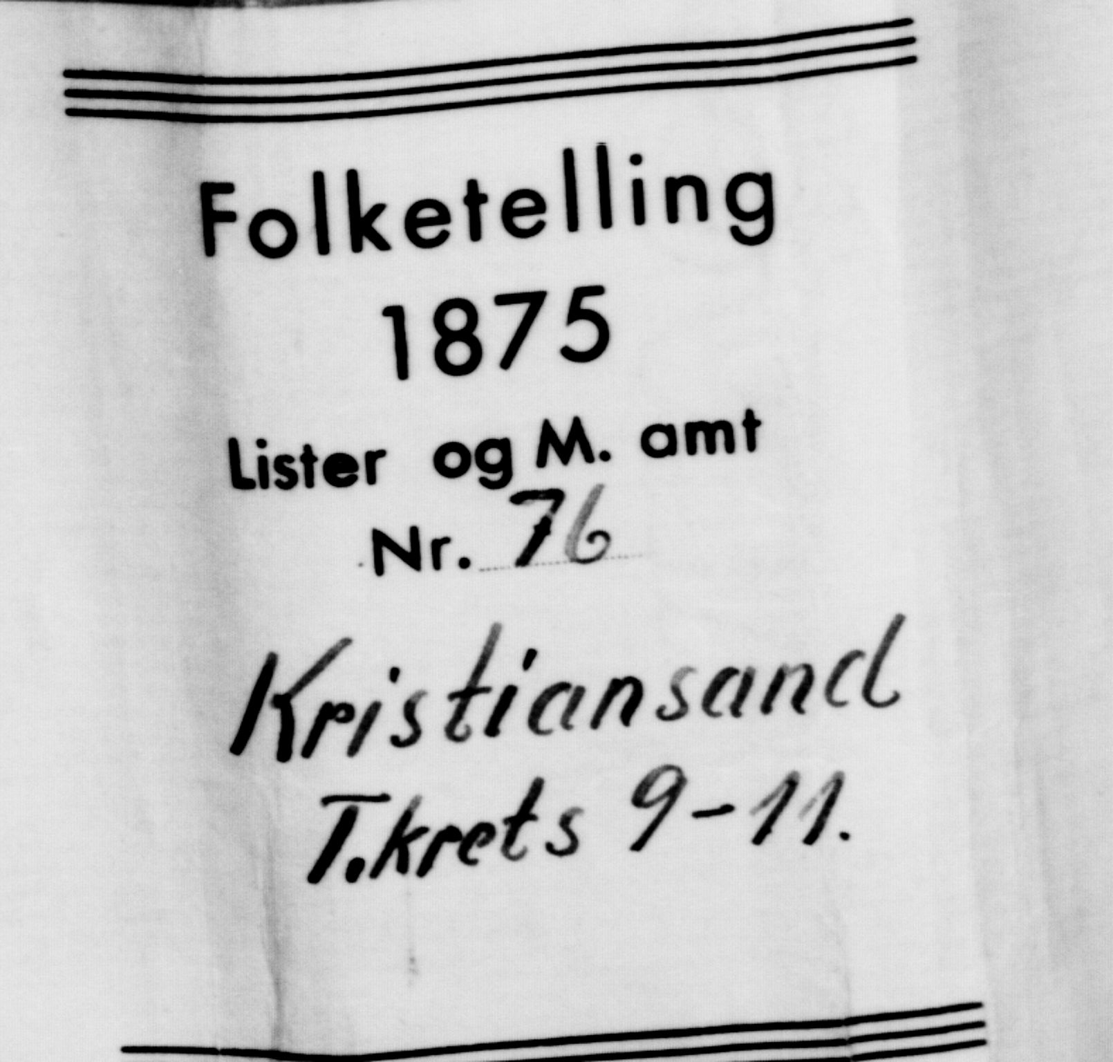 SAK, 1875 census for 1001P Kristiansand, 1875, p. 1466