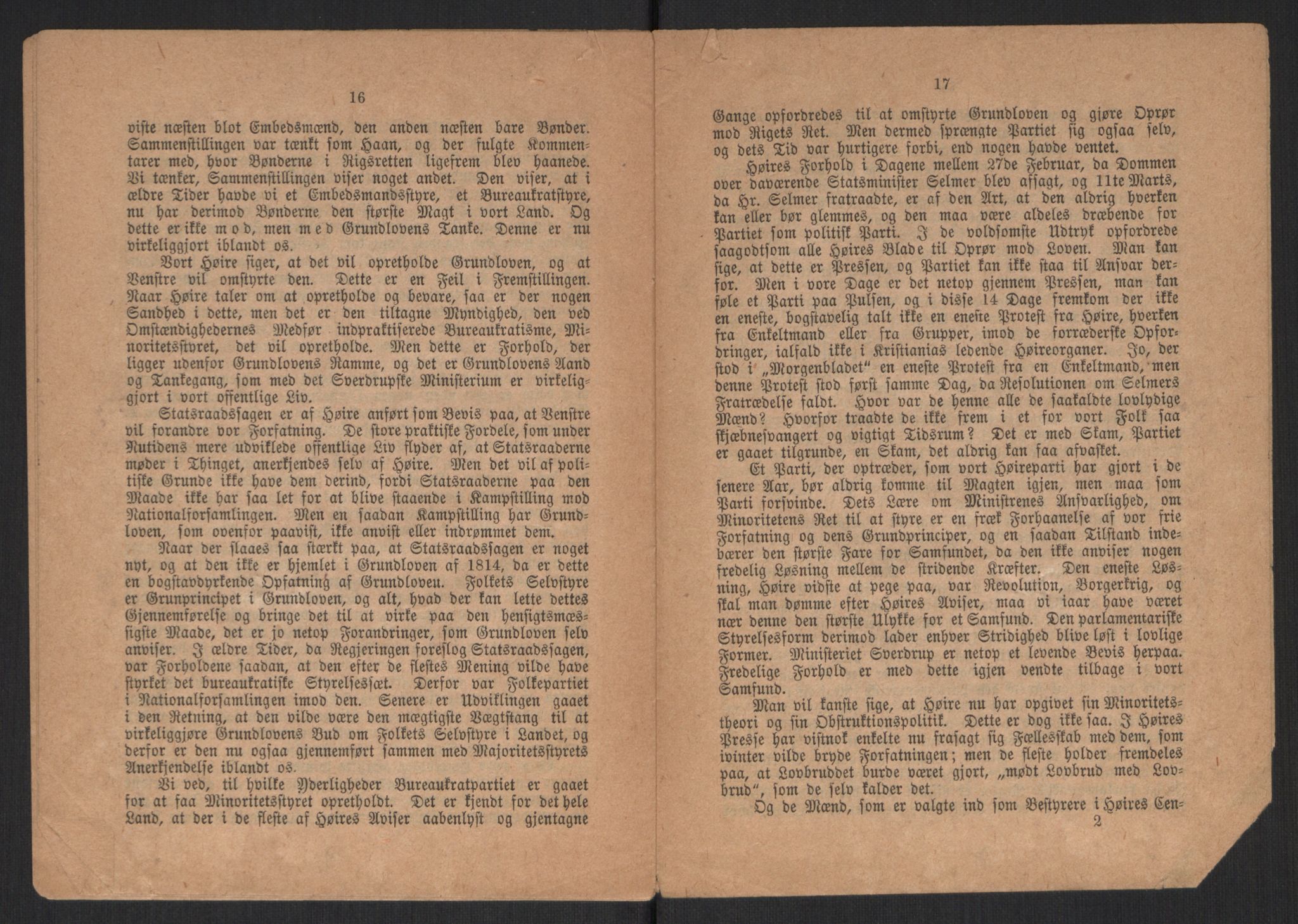 Venstres Hovedorganisasjon, RA/PA-0876/X/L0001: De eldste skrifter, 1860-1936, p. 458