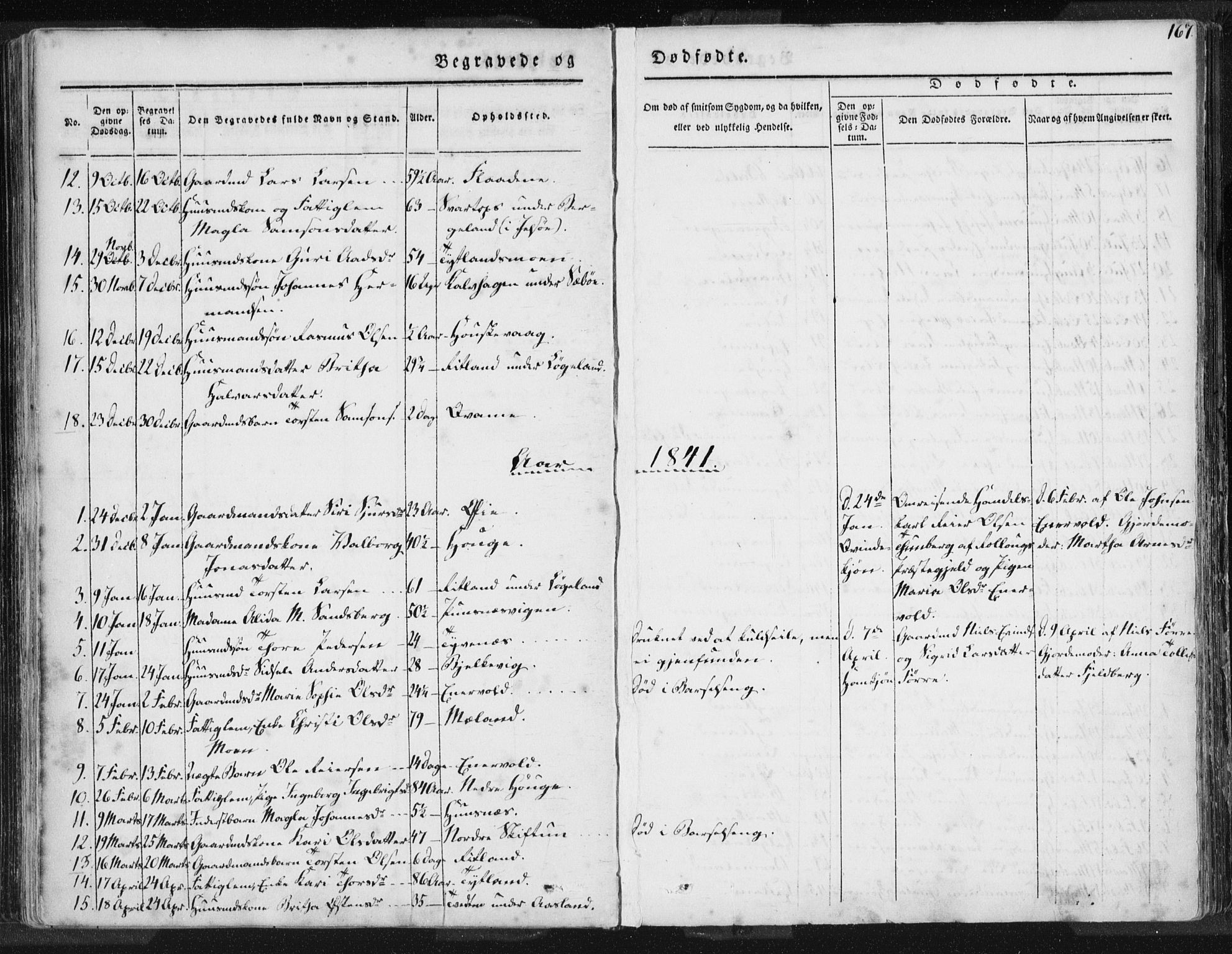 Hjelmeland sokneprestkontor, AV/SAST-A-101843/01/IV/L0006: Parish register (official) no. A 6, 1834-1845, p. 167