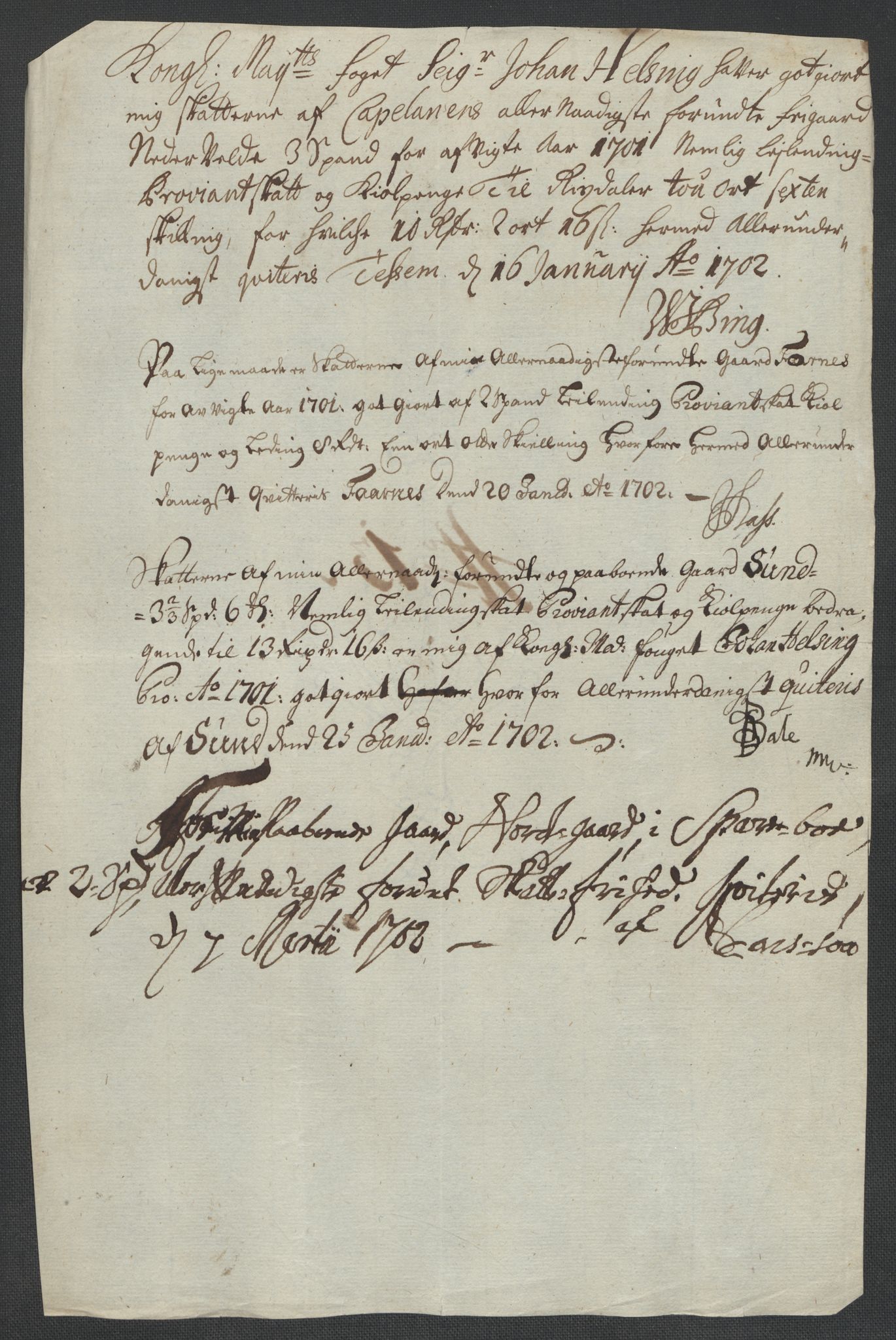 Rentekammeret inntil 1814, Reviderte regnskaper, Fogderegnskap, AV/RA-EA-4092/R63/L4312: Fogderegnskap Inderøy, 1701-1702, p. 84