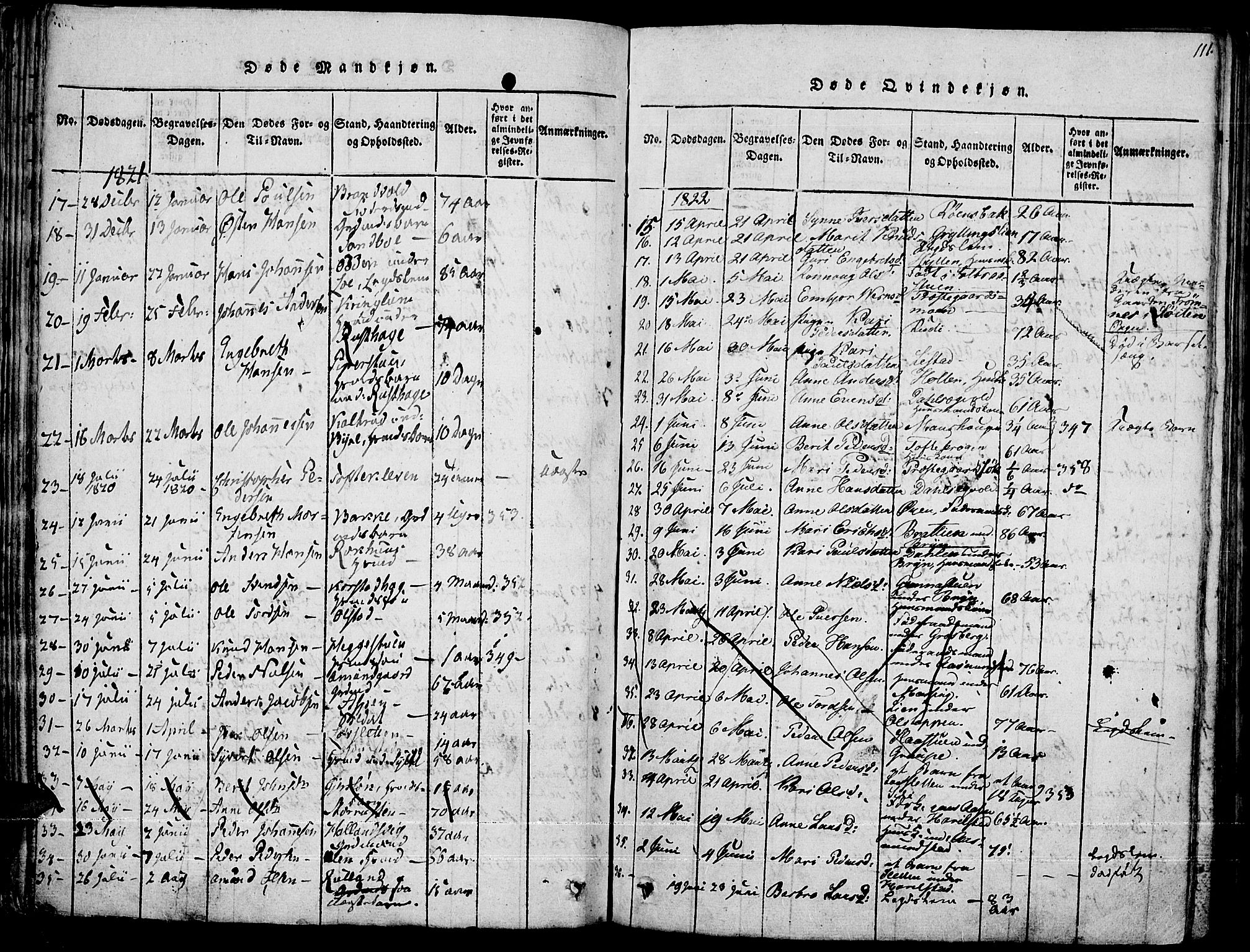 Fron prestekontor, SAH/PREST-078/H/Ha/Haa/L0002: Parish register (official) no. 2, 1816-1827, p. 111