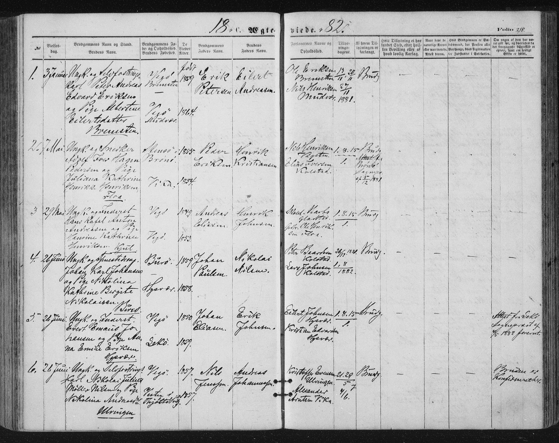 Ministerialprotokoller, klokkerbøker og fødselsregistre - Nordland, SAT/A-1459/816/L0241: Parish register (official) no. 816A07, 1870-1885, p. 218
