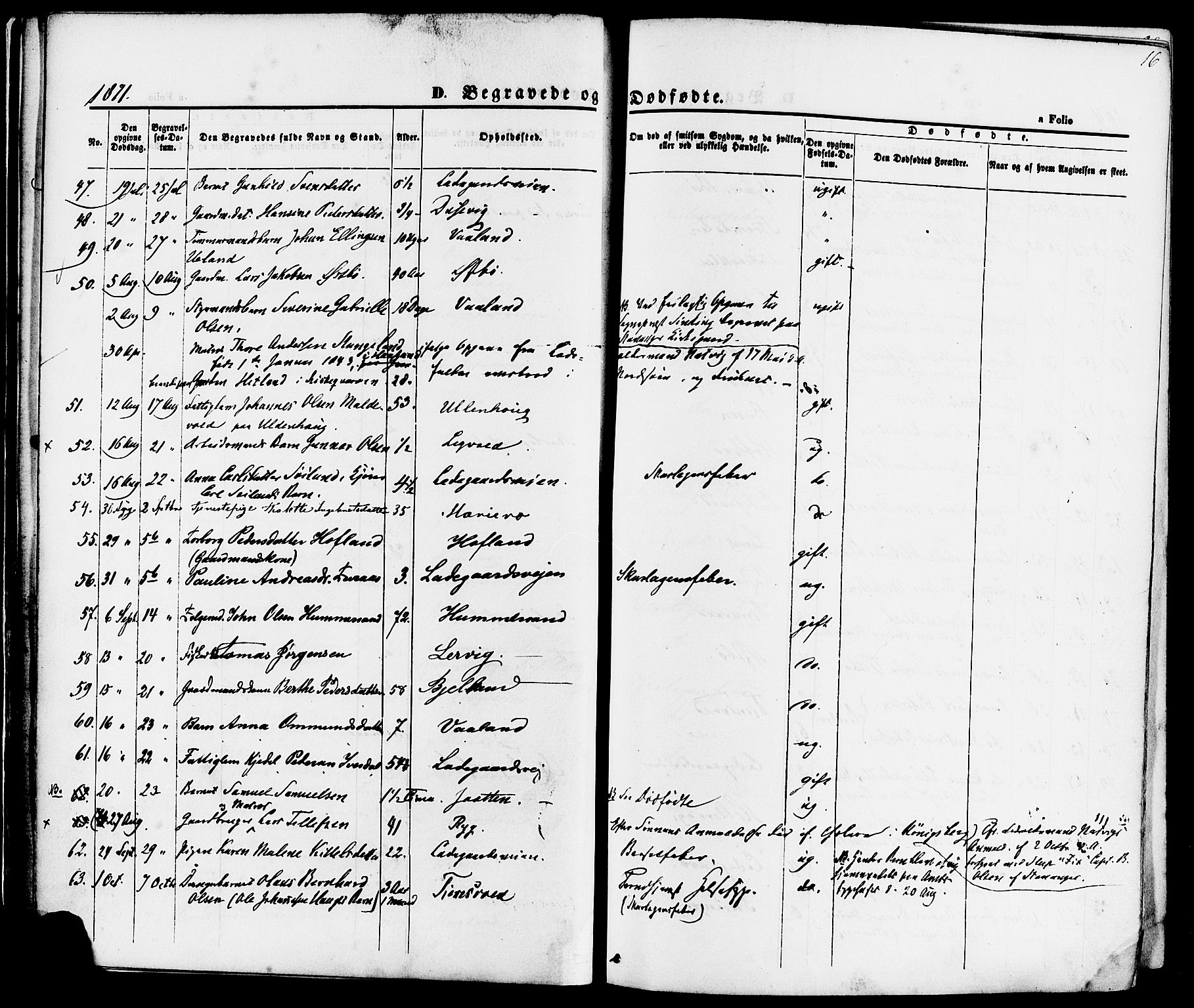 Hetland sokneprestkontor, AV/SAST-A-101826/30/30BA/L0006: Parish register (official) no. A 6, 1869-1884, p. 16