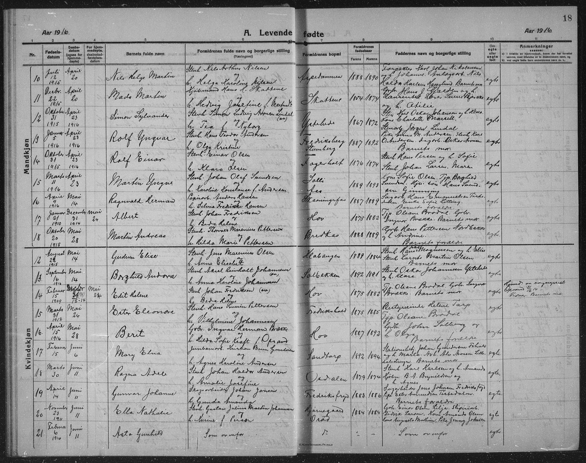 Idd prestekontor Kirkebøker, AV/SAO-A-10911/G/Gb/L0003: Parish register (copy) no. II 3, 1914-1940, p. 18