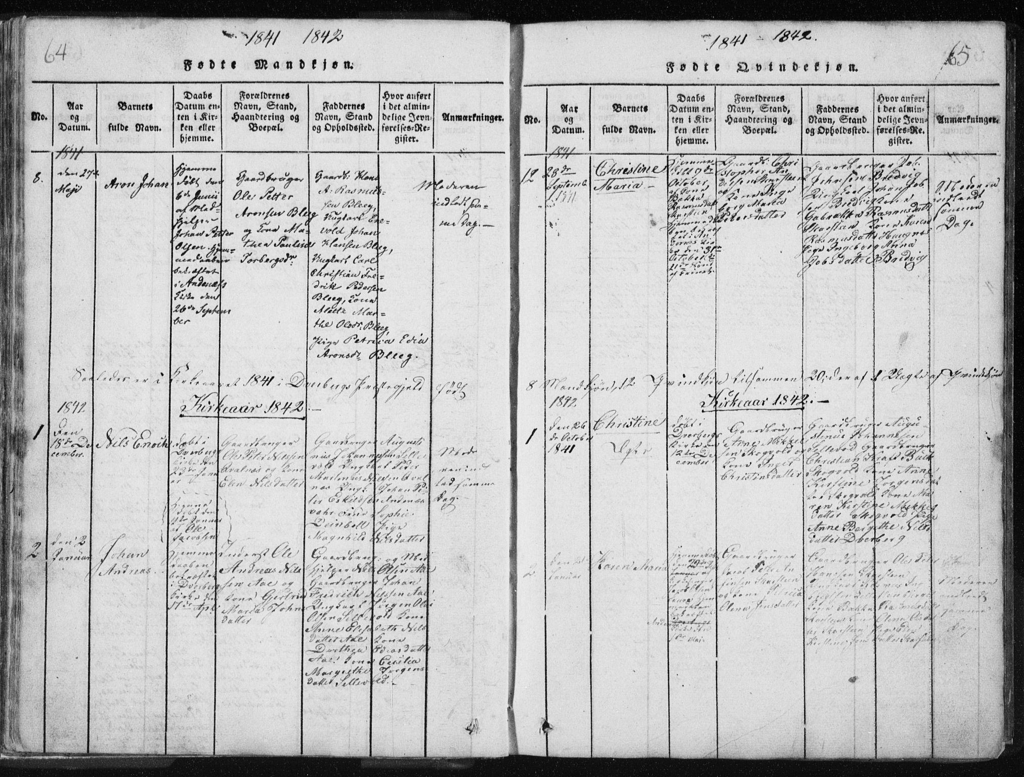 Ministerialprotokoller, klokkerbøker og fødselsregistre - Nordland, AV/SAT-A-1459/897/L1411: Parish register (copy) no. 897C01, 1820-1866, p. 64-65