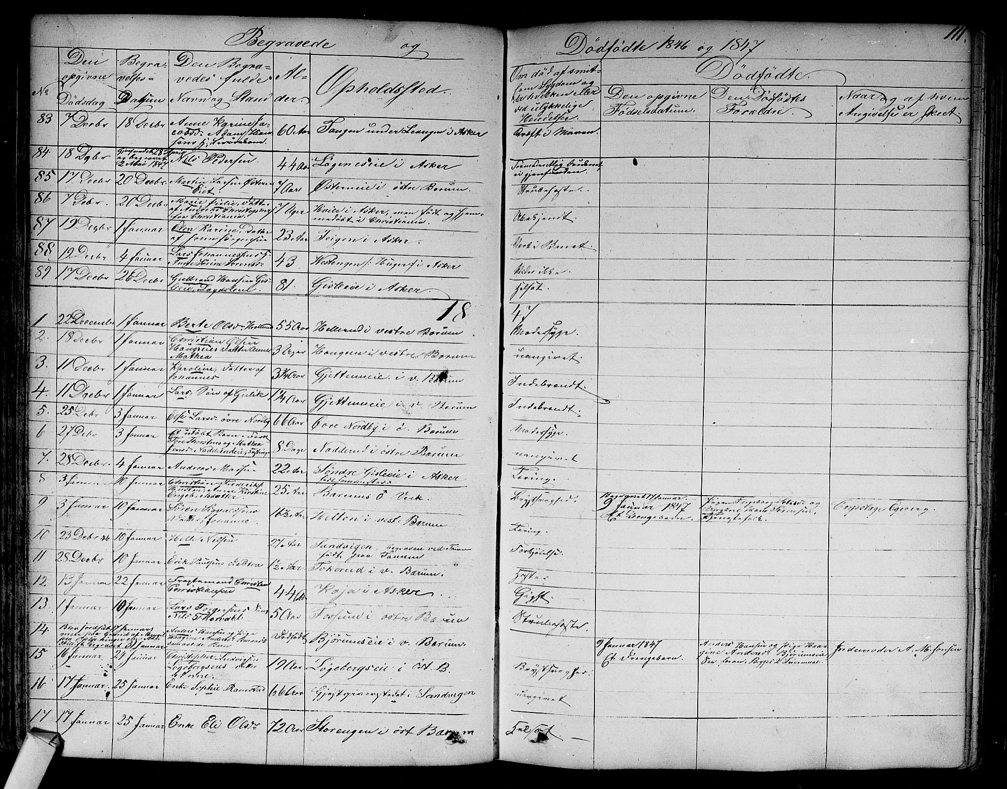 Asker prestekontor Kirkebøker, SAO/A-10256a/F/Fa/L0011: Parish register (official) no. I 11, 1825-1878, p. 111