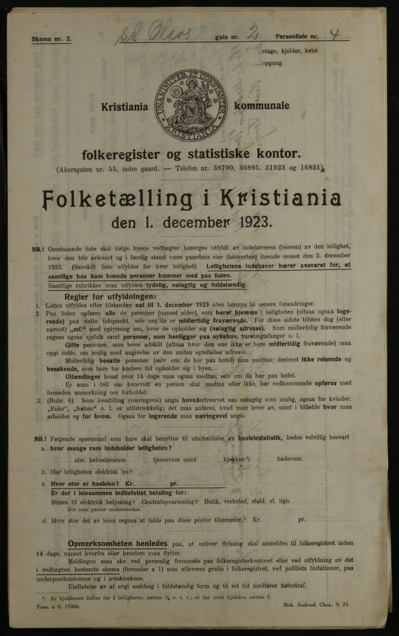 OBA, Municipal Census 1923 for Kristiania, 1923, p. 97256