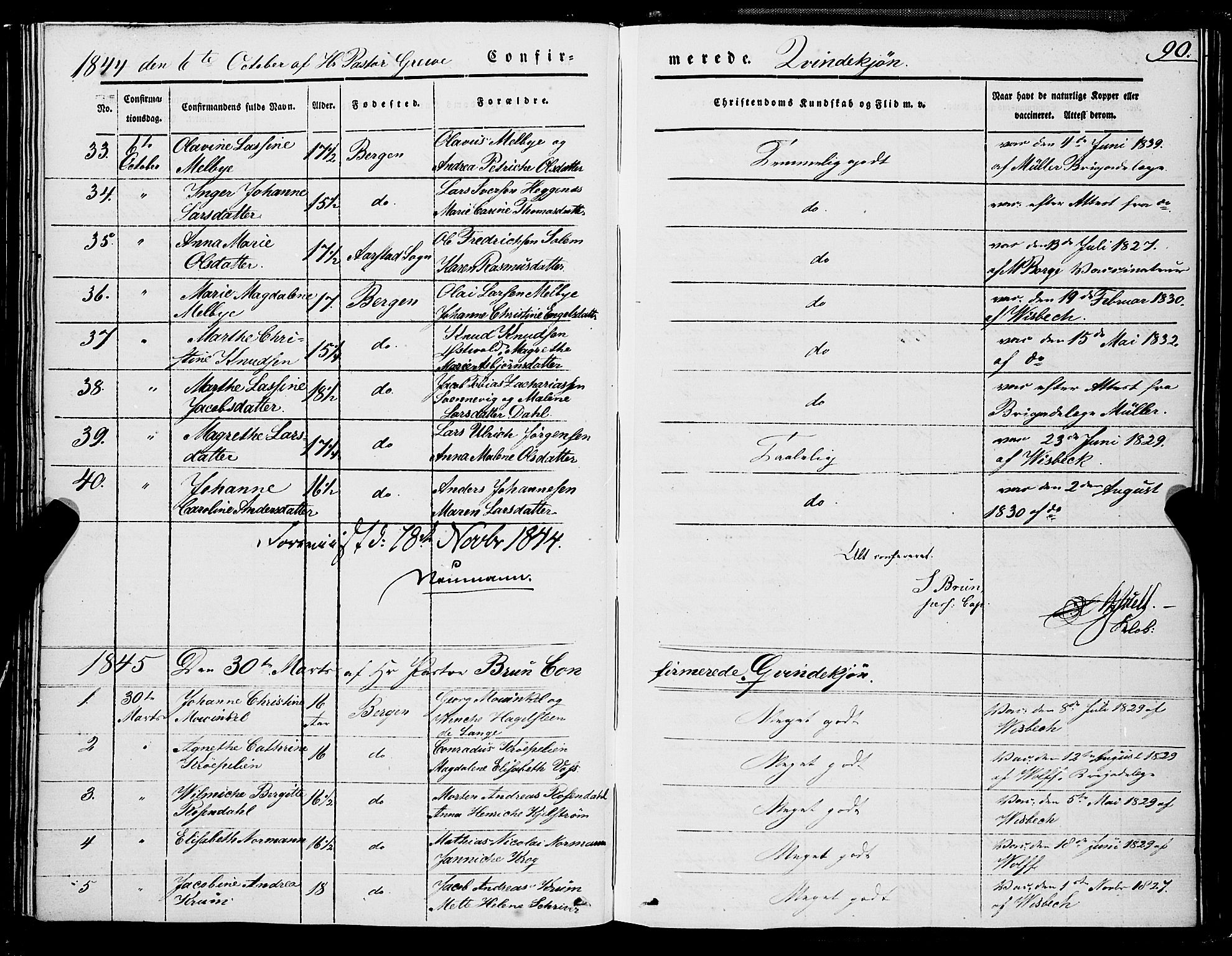 Domkirken sokneprestembete, SAB/A-74801/H/Haa/L0027: Parish register (official) no. C 2, 1841-1852, p. 90