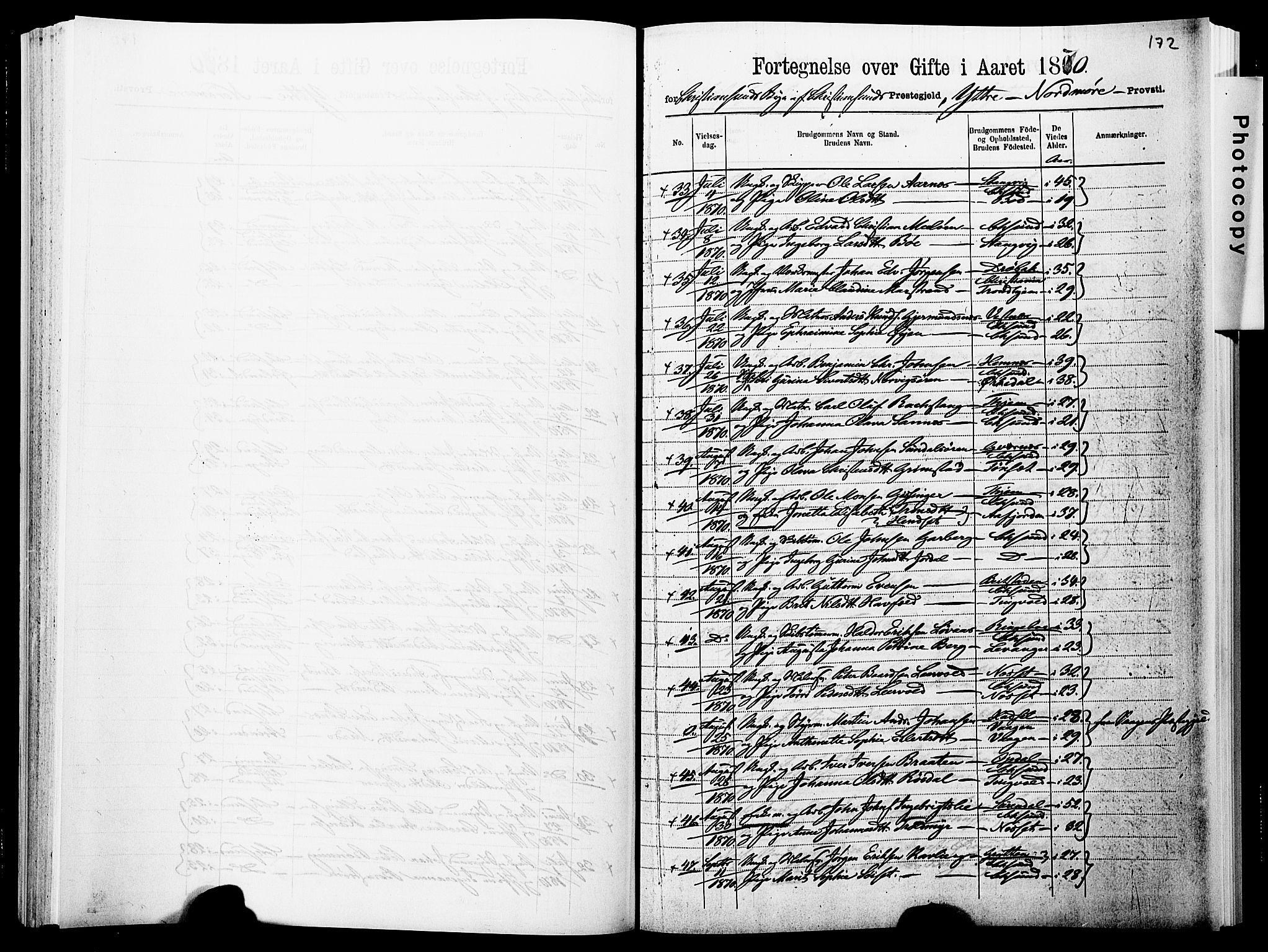 Ministerialprotokoller, klokkerbøker og fødselsregistre - Møre og Romsdal, SAT/A-1454/572/L0857: Parish register (official) no. 572D01, 1866-1872, p. 172
