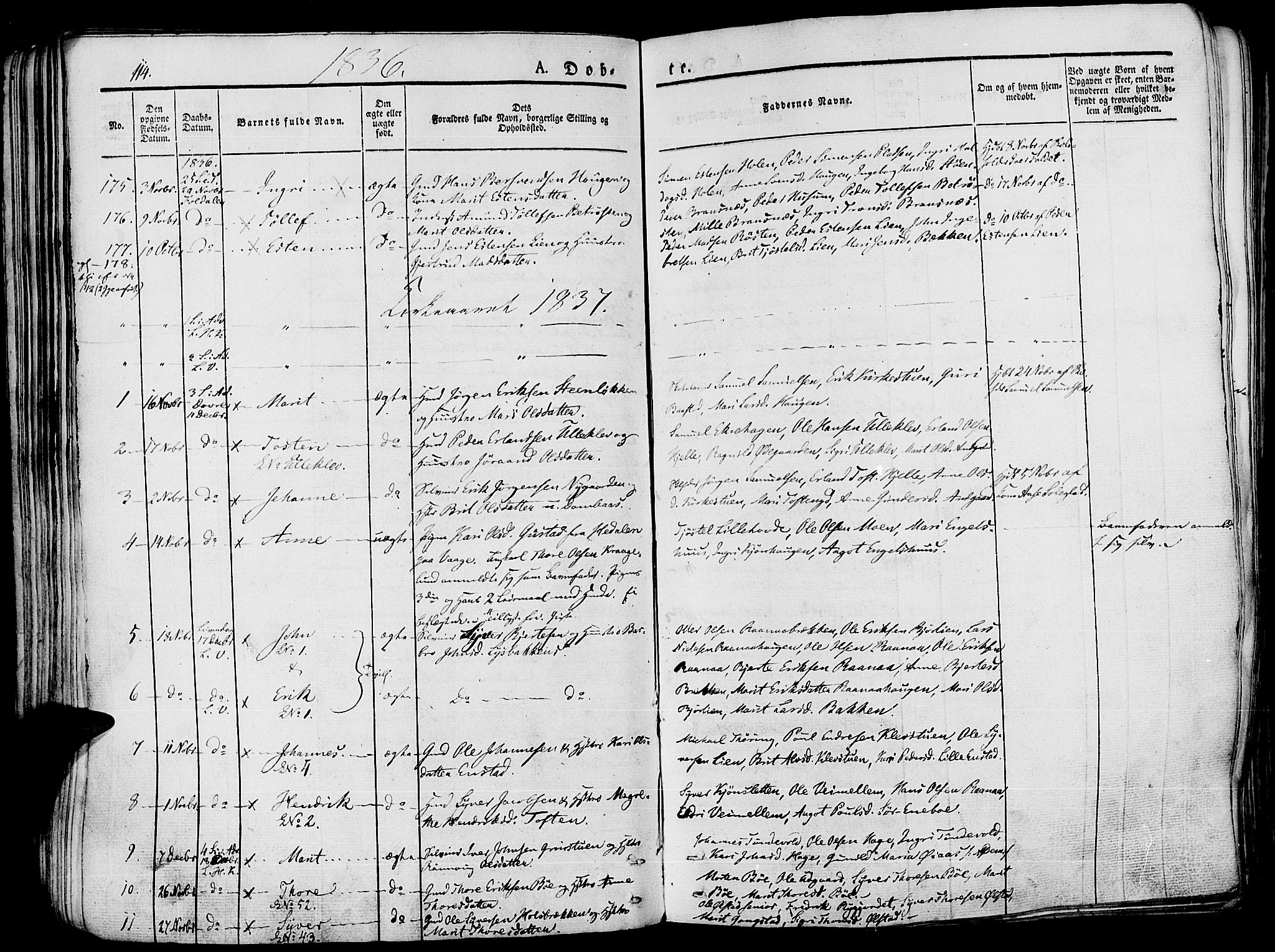 Lesja prestekontor, SAH/PREST-068/H/Ha/Haa/L0005: Parish register (official) no. 5, 1830-1842, p. 114