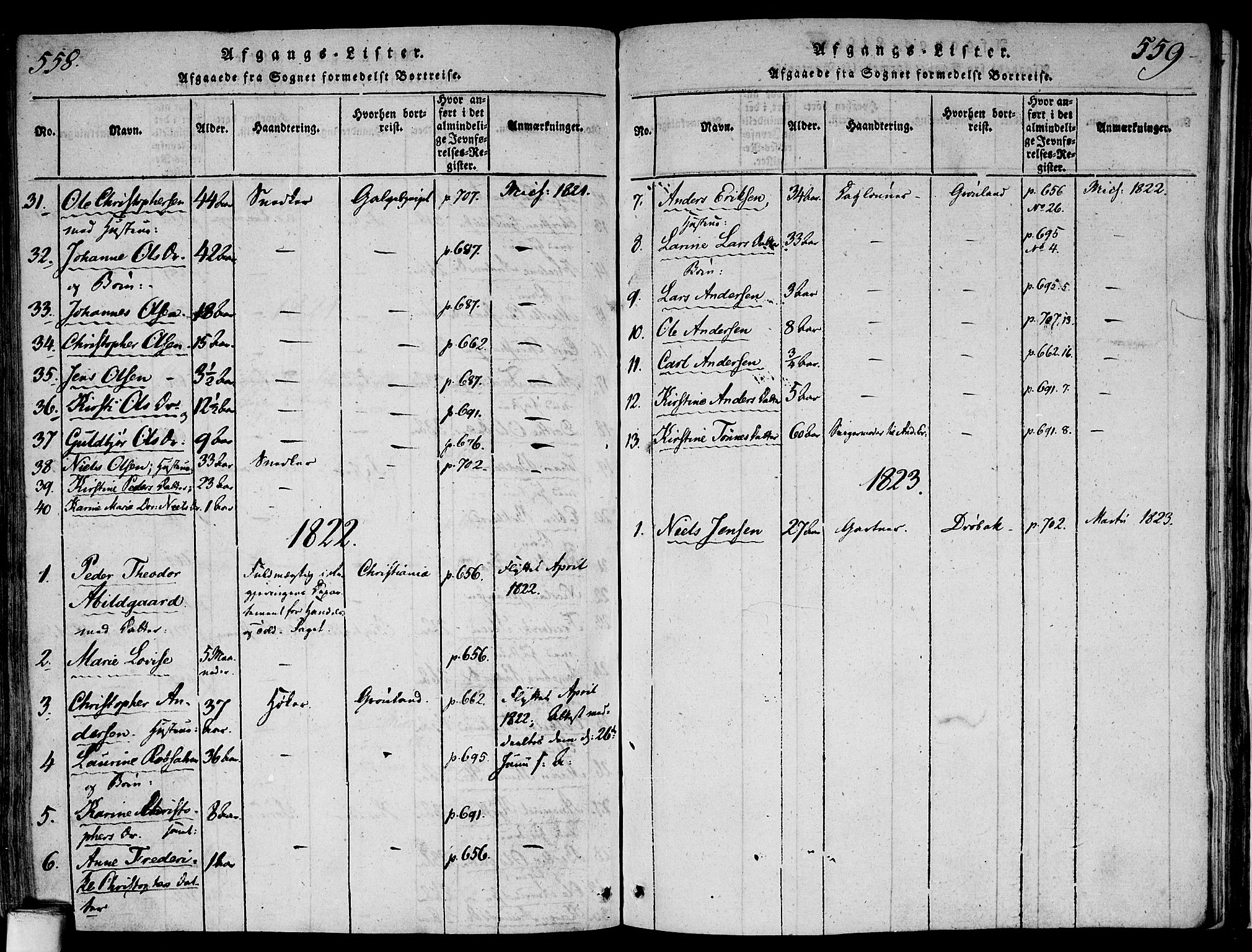 Gamlebyen prestekontor Kirkebøker, SAO/A-10884/F/Fa/L0002: Parish register (official) no. 2, 1817-1829, p. 558-559