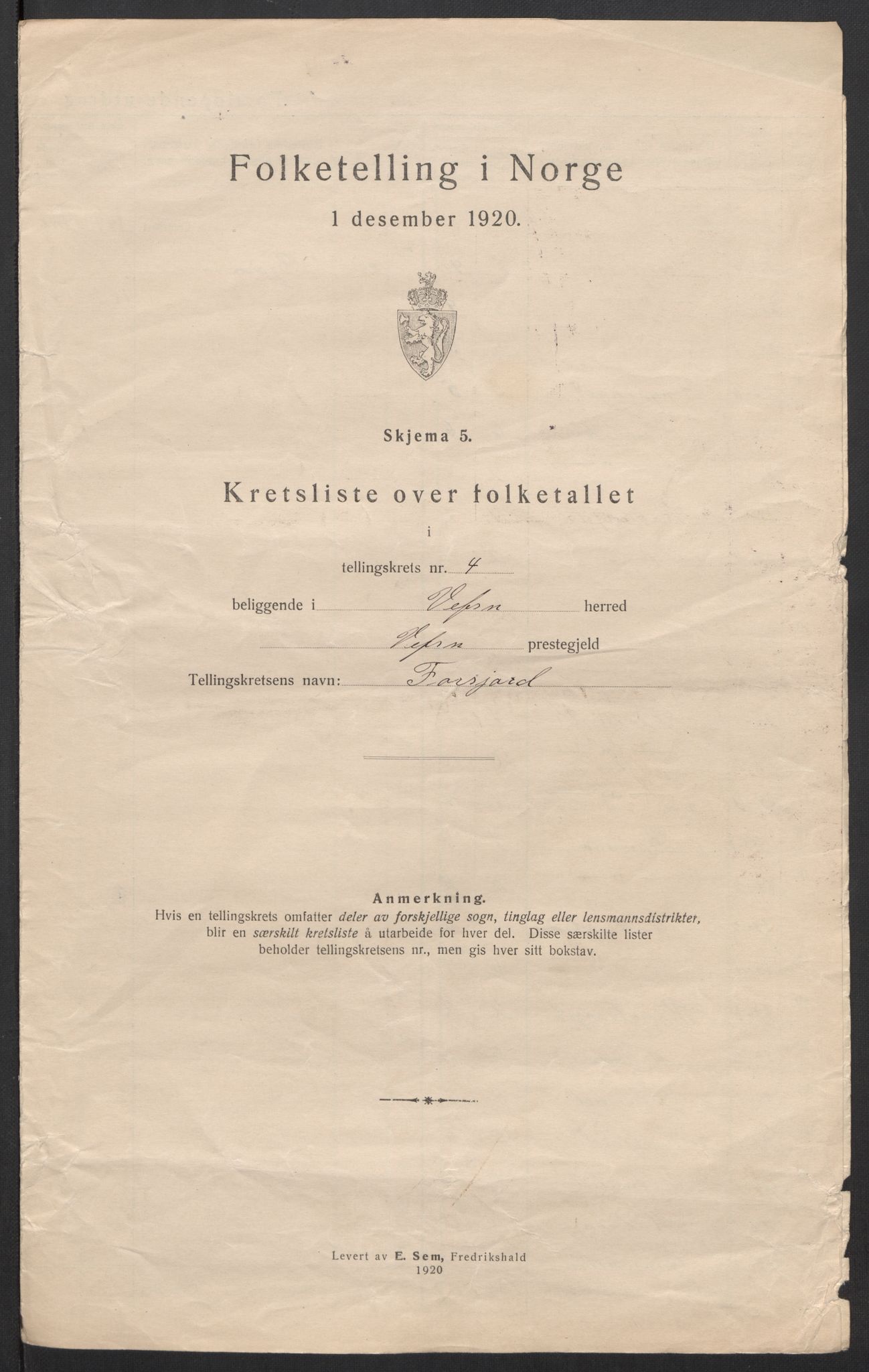 SAT, 1920 census for Vefsn, 1920, p. 18