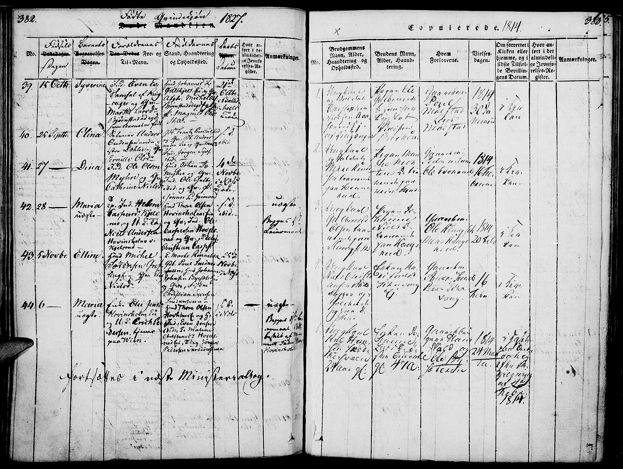 Nes prestekontor, Hedmark, AV/SAH-PREST-020/K/Ka/L0002: Parish register (official) no. 2, 1813-1827, p. 382-383