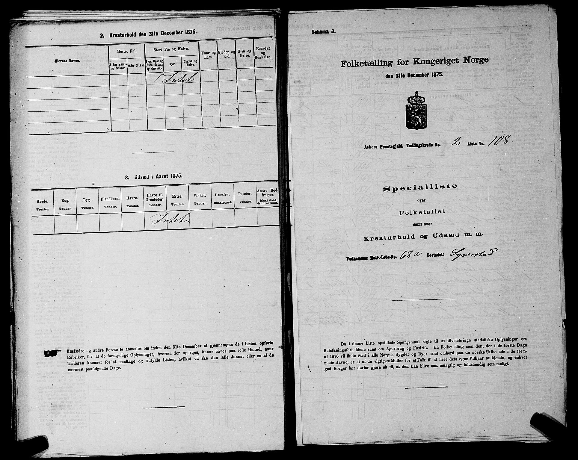 RA, 1875 census for 0220P Asker, 1875, p. 2906