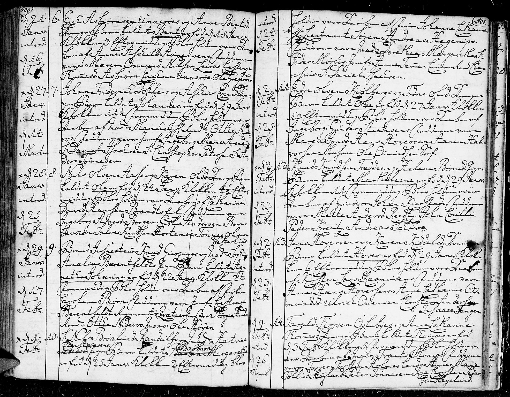 Kristiansand domprosti, AV/SAK-1112-0006/F/Fa/L0002: Parish register (official) no. A 2, 1755-1778, p. 500-501