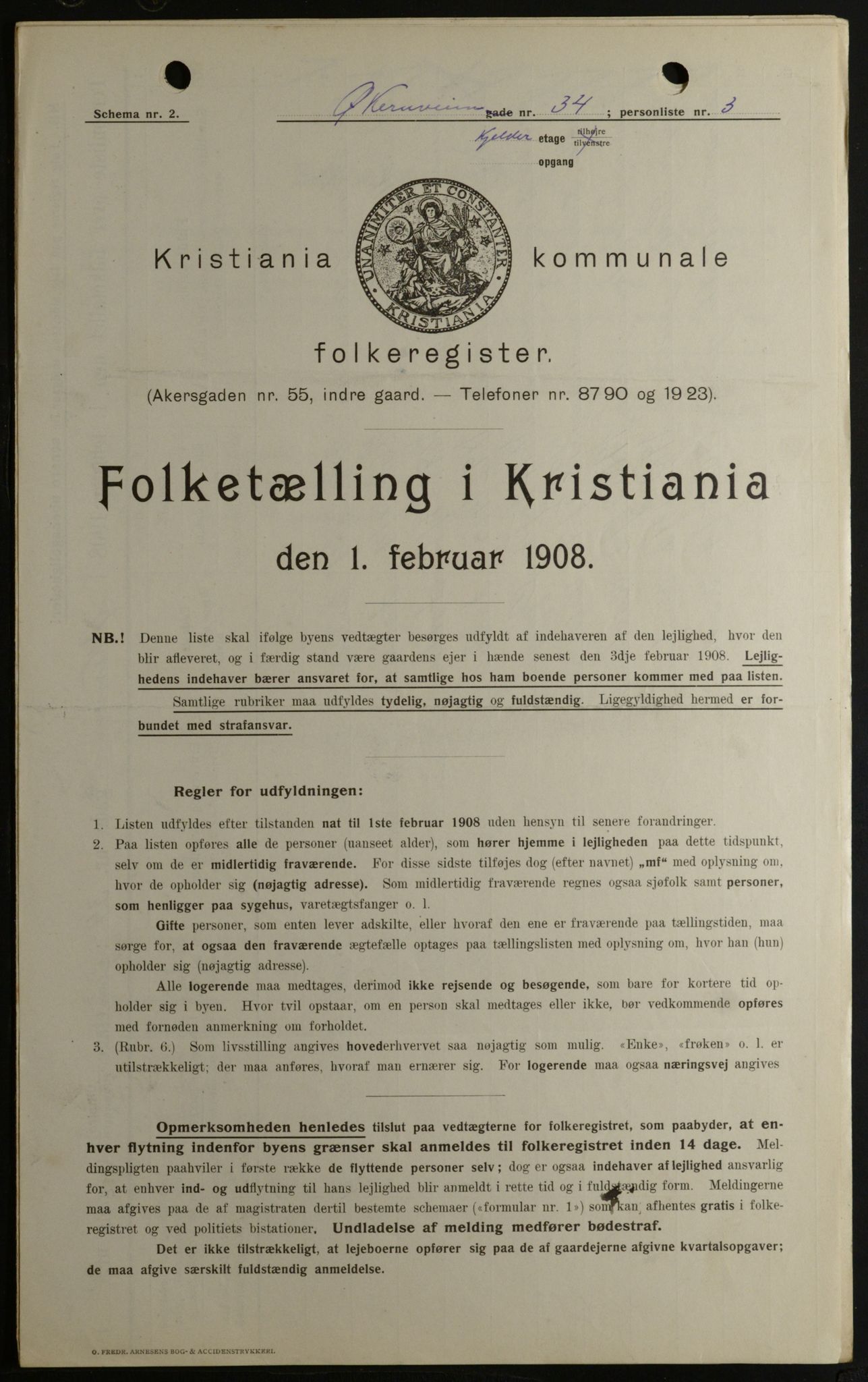 OBA, Municipal Census 1908 for Kristiania, 1908, p. 115744