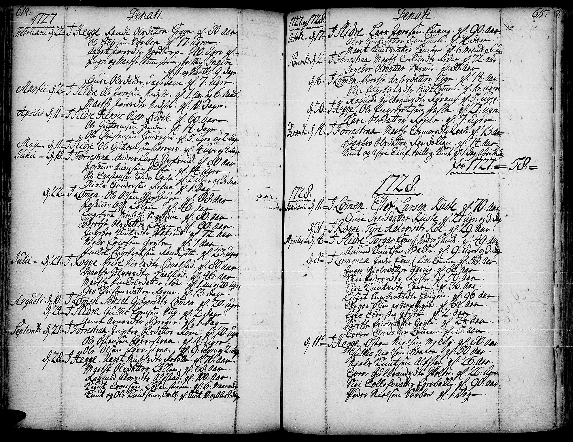 Slidre prestekontor, AV/SAH-PREST-134/H/Ha/Haa/L0001: Parish register (official) no. 1, 1724-1814, p. 614-615