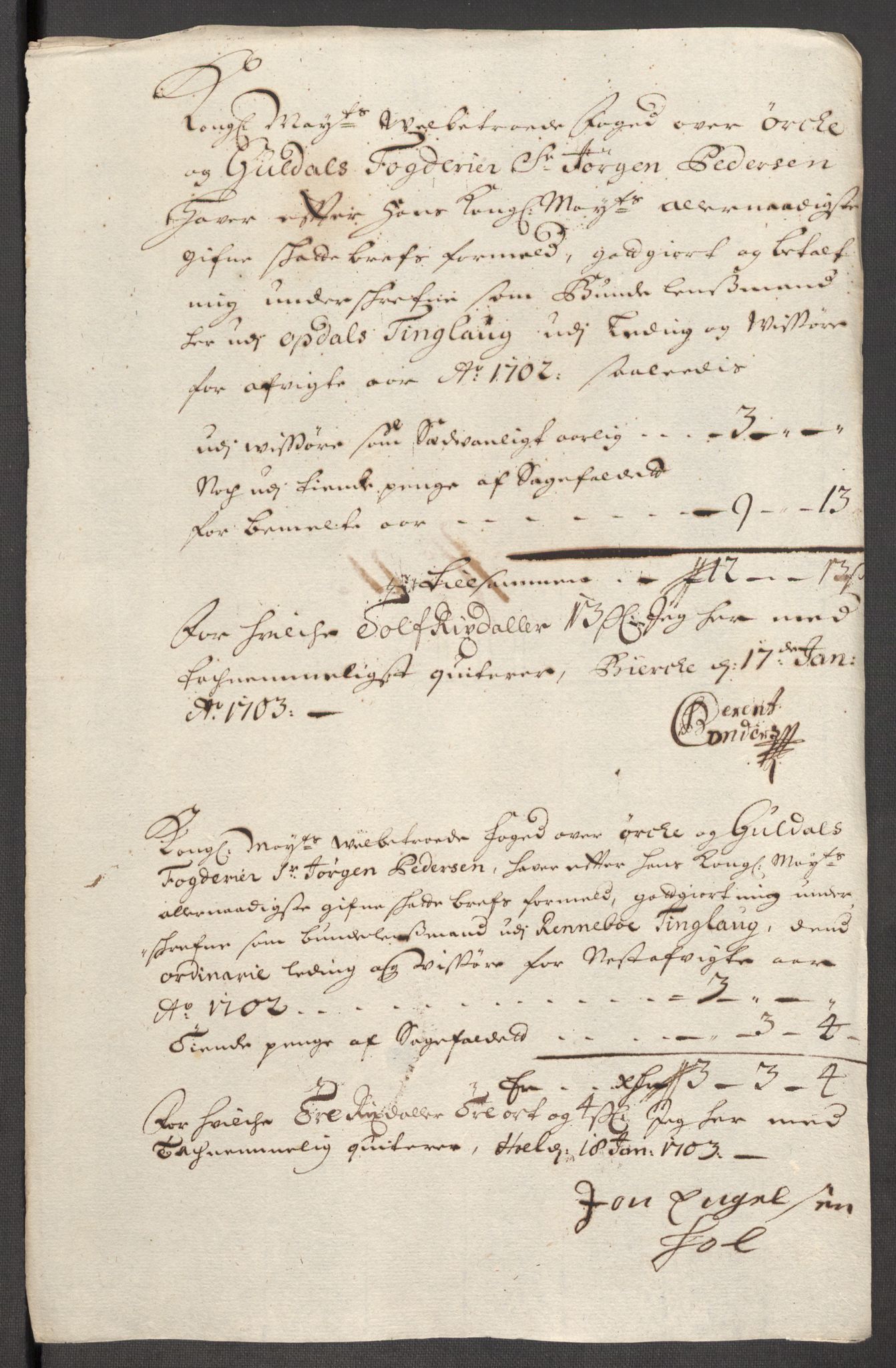 Rentekammeret inntil 1814, Reviderte regnskaper, Fogderegnskap, AV/RA-EA-4092/R60/L3952: Fogderegnskap Orkdal og Gauldal, 1702, p. 174