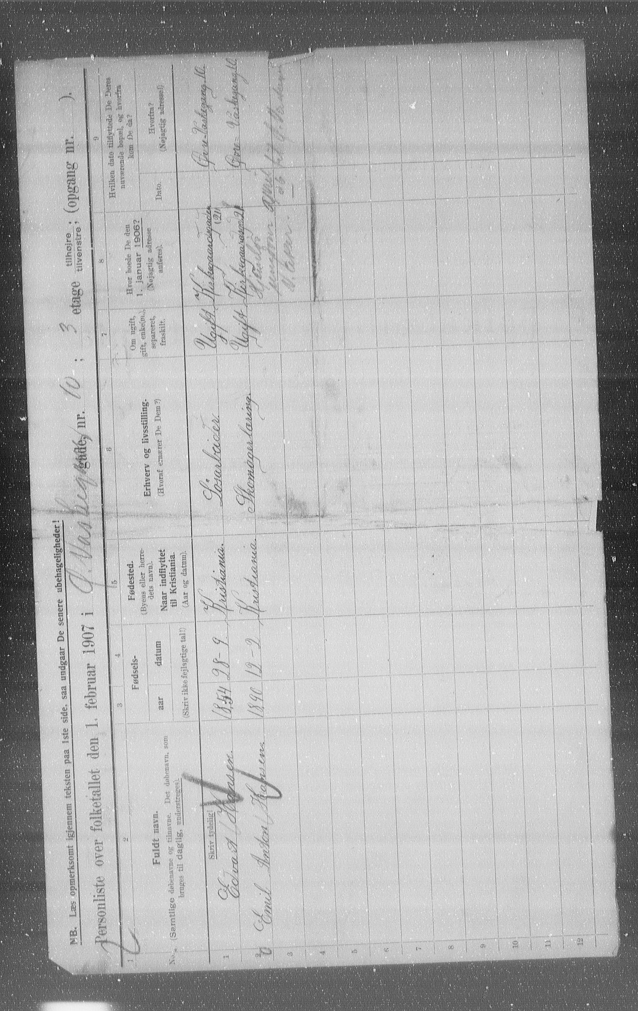 OBA, Municipal Census 1907 for Kristiania, 1907, p. 65984