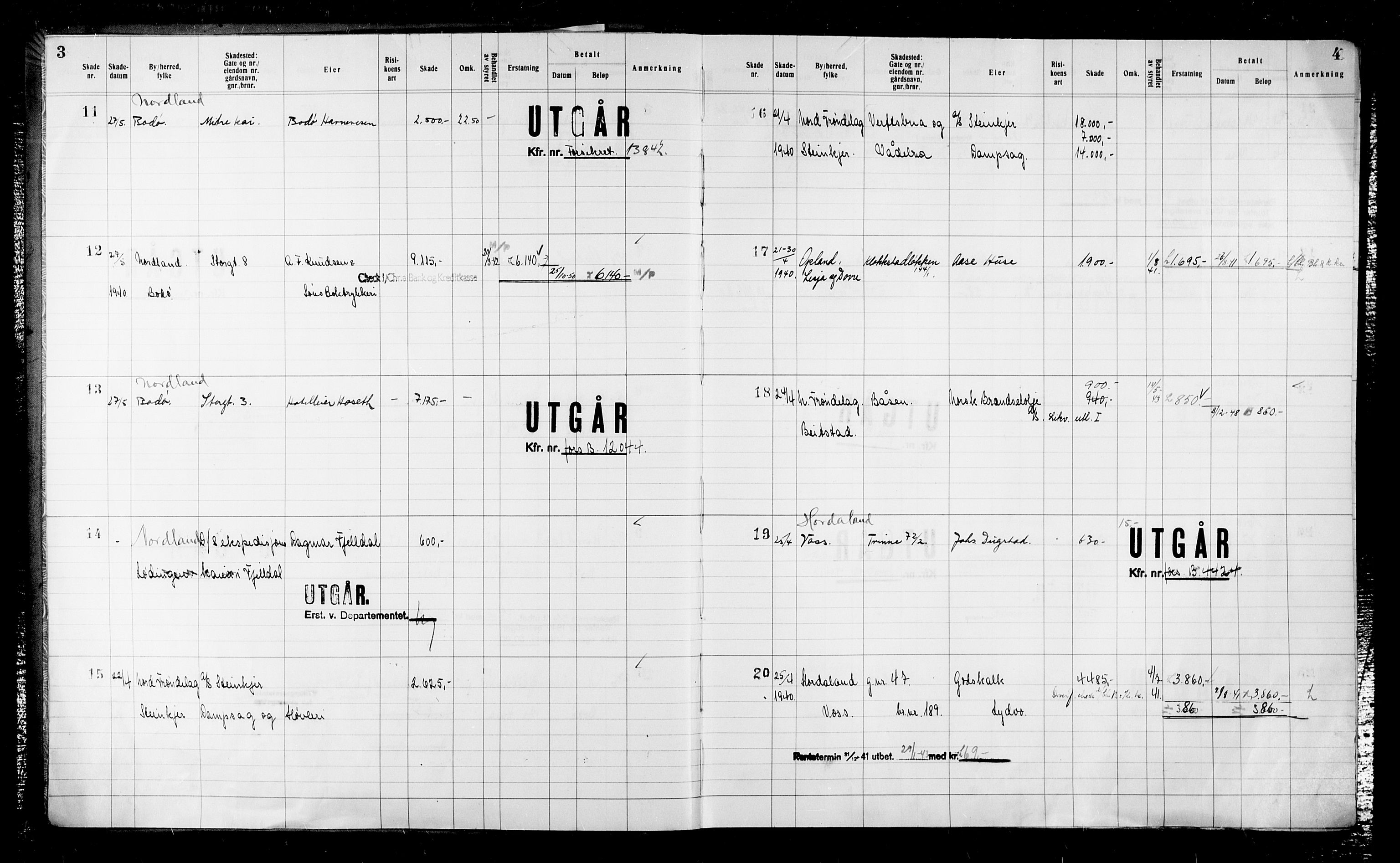 Krigsskadetrygdene for bygninger og løsøre, RA/S-1548/V/L0043: Bygning, ikke trygdet., 1940-1945, p. 3-4