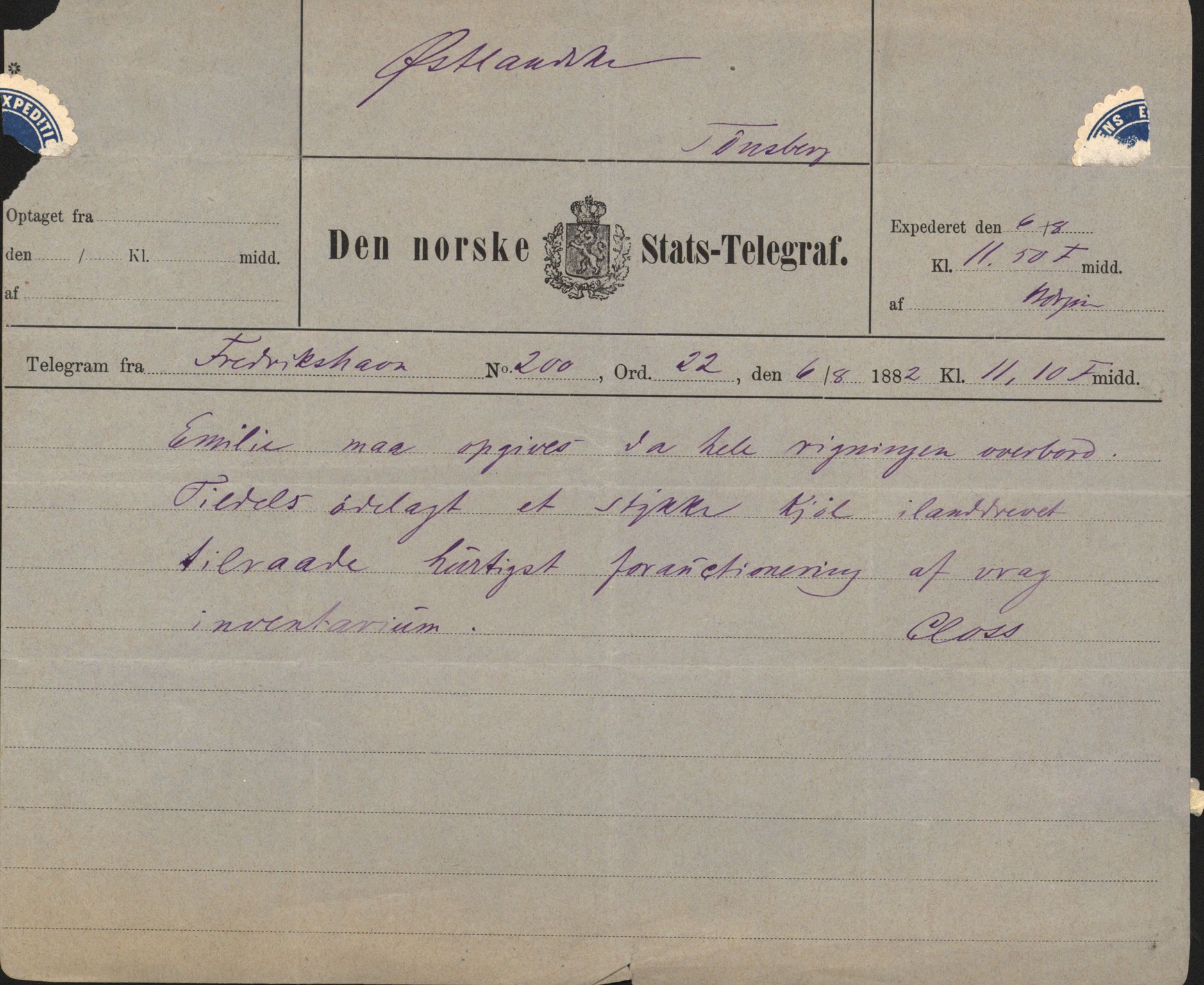 Pa 63 - Østlandske skibsassuranceforening, VEMU/A-1079/G/Ga/L0014/0013: Havaridokumenter / Heros, Emilie, 1882, p. 19