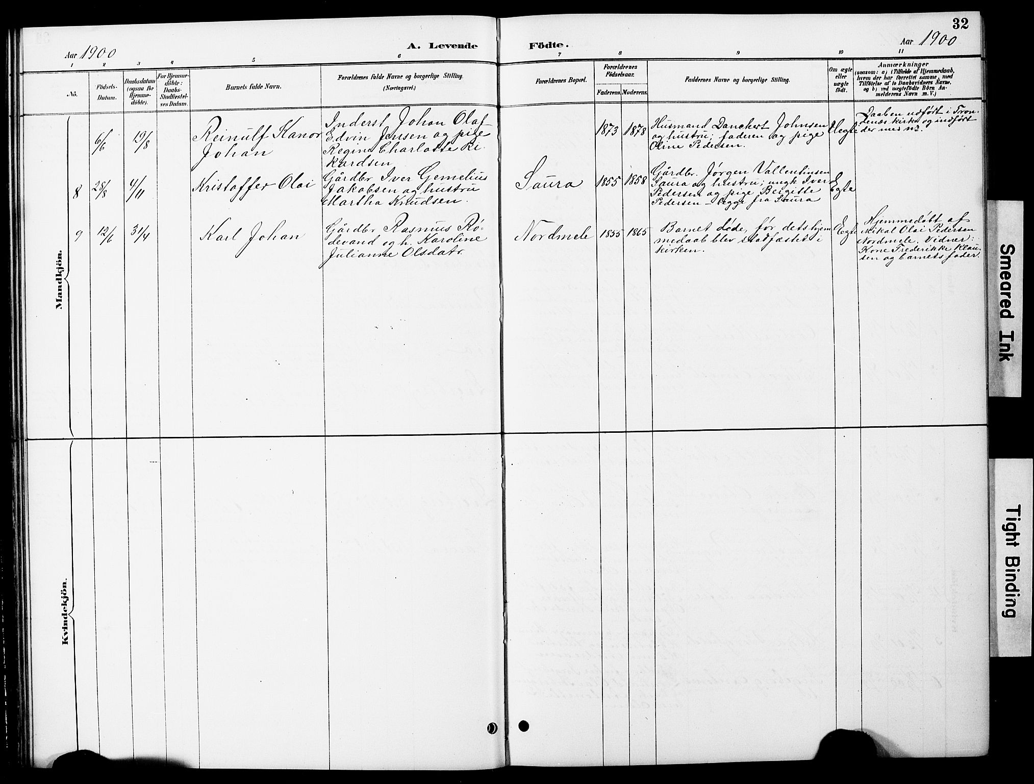 Ministerialprotokoller, klokkerbøker og fødselsregistre - Nordland, SAT/A-1459/897/L1413: Parish register (copy) no. 897C03, 1887-1903, p. 32