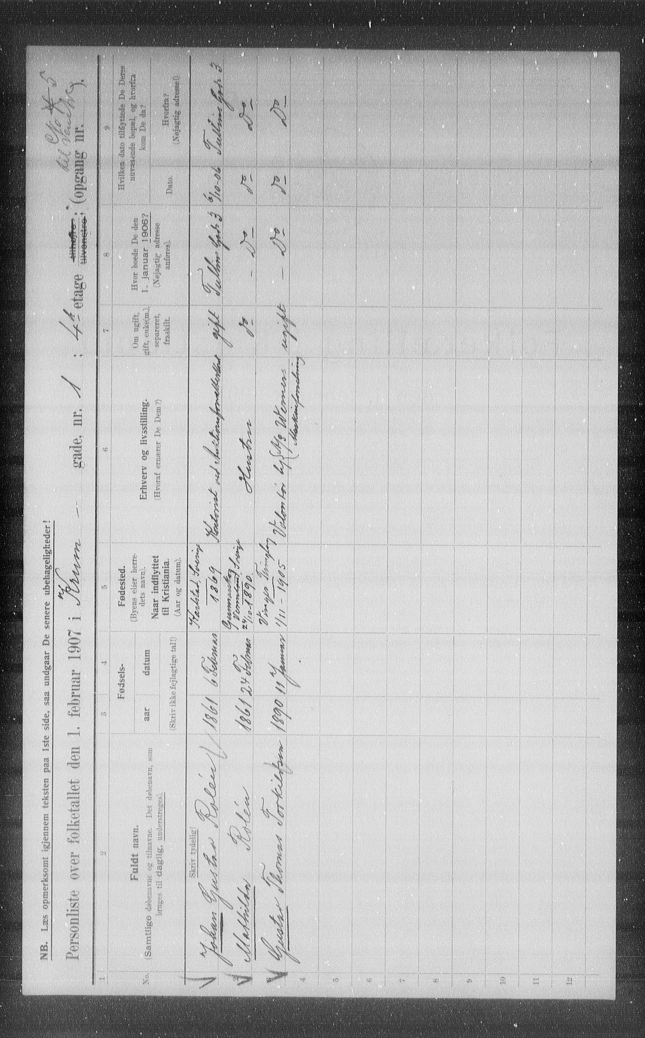 OBA, Municipal Census 1907 for Kristiania, 1907, p. 27944