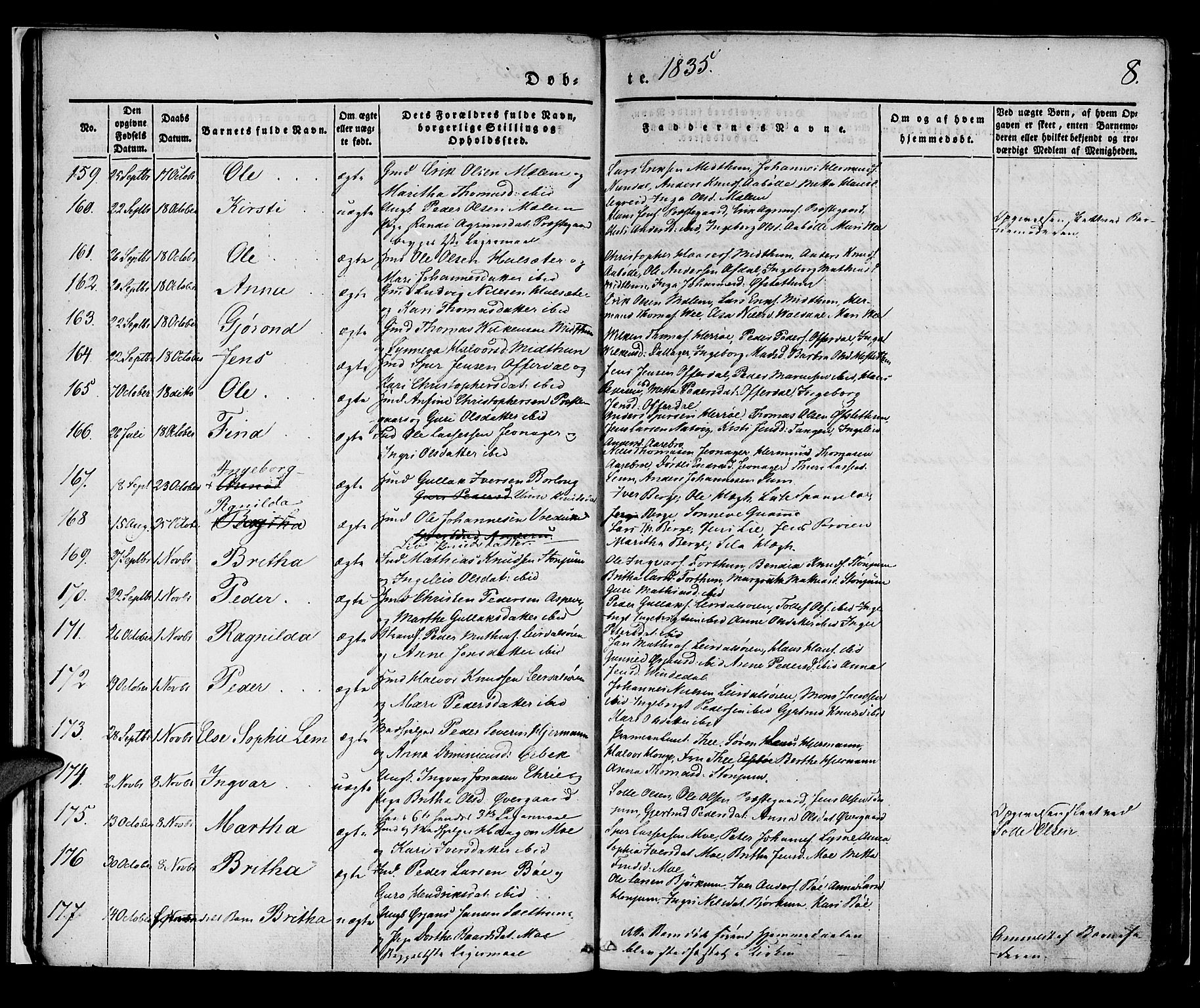 Lærdal sokneprestembete, SAB/A-81201: Parish register (official) no. A 6, 1835-1849, p. 8