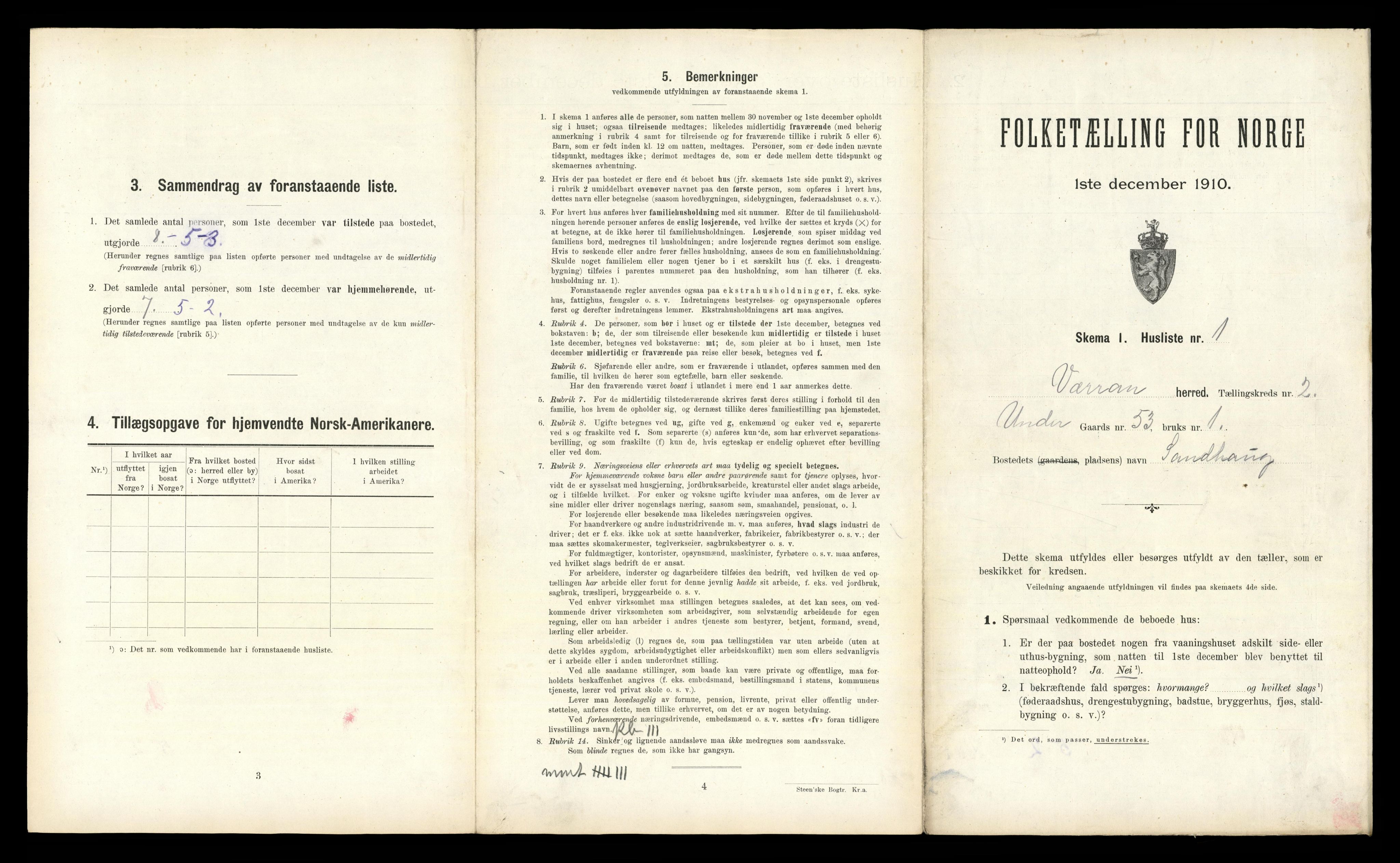 RA, 1910 census for Verran, 1910, p. 191